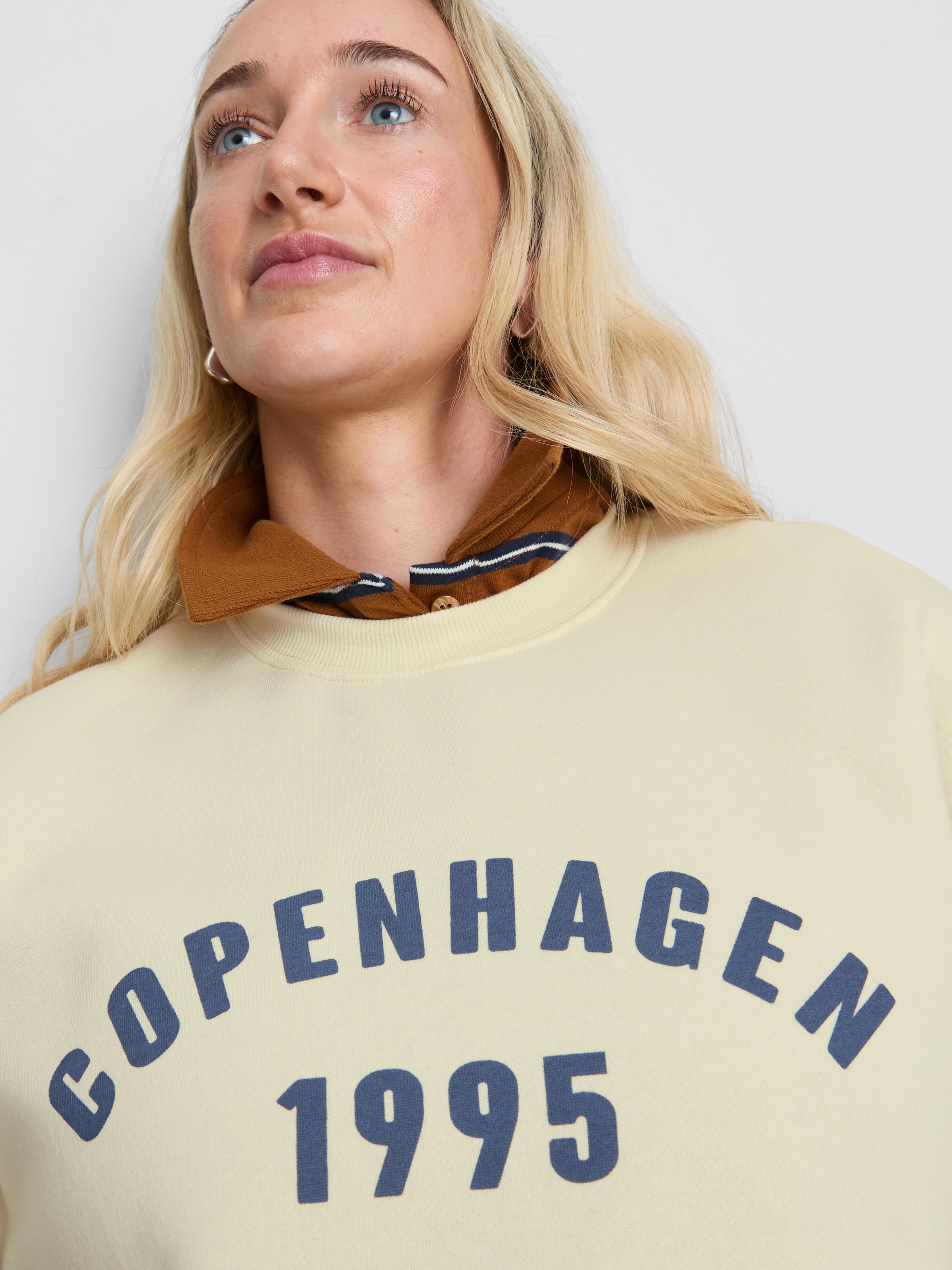 Cotton Blend Relaxed Graphic Sweatshirt - Yellow