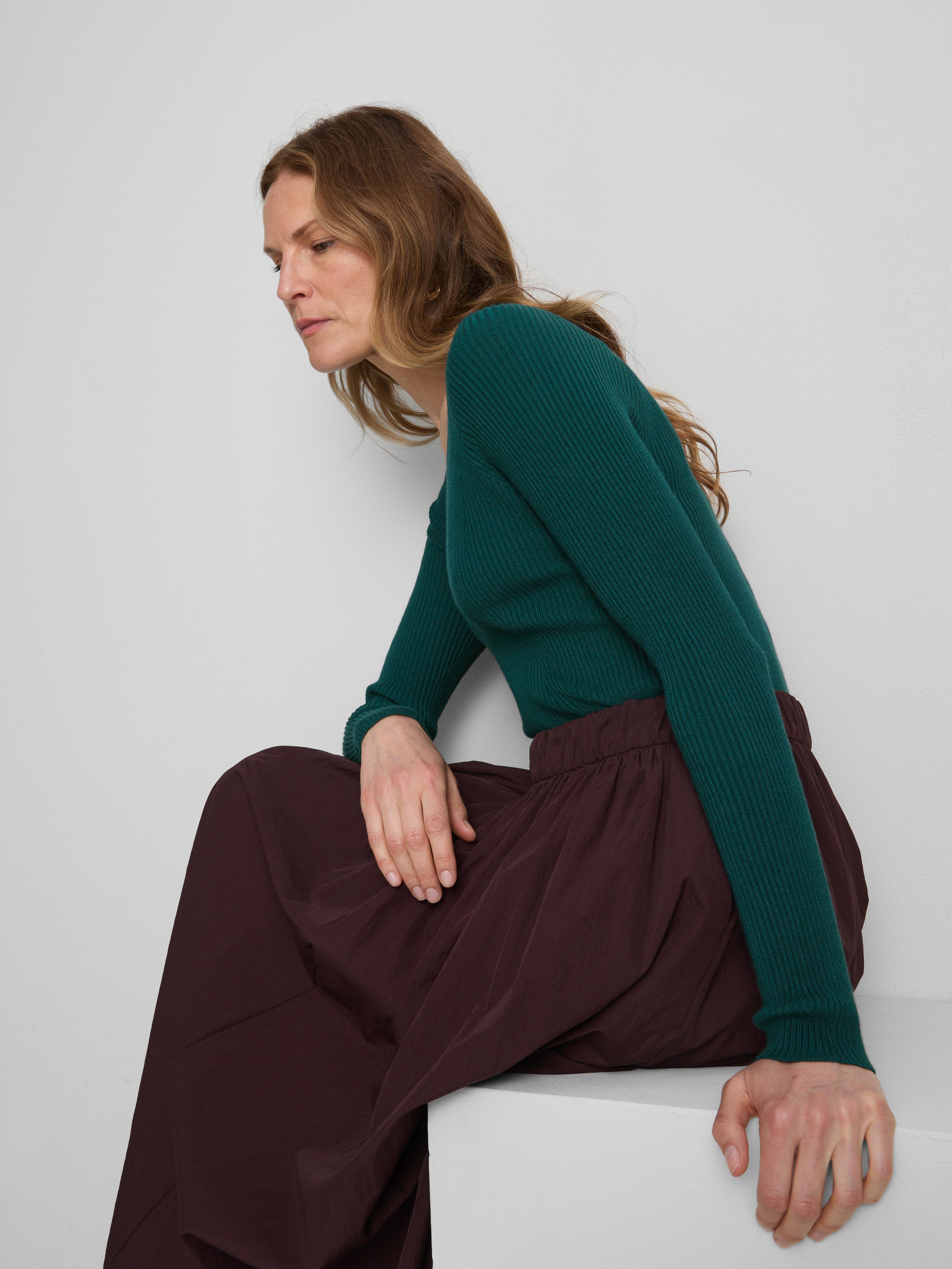 Ribbed V-Neck Sweater - Teal