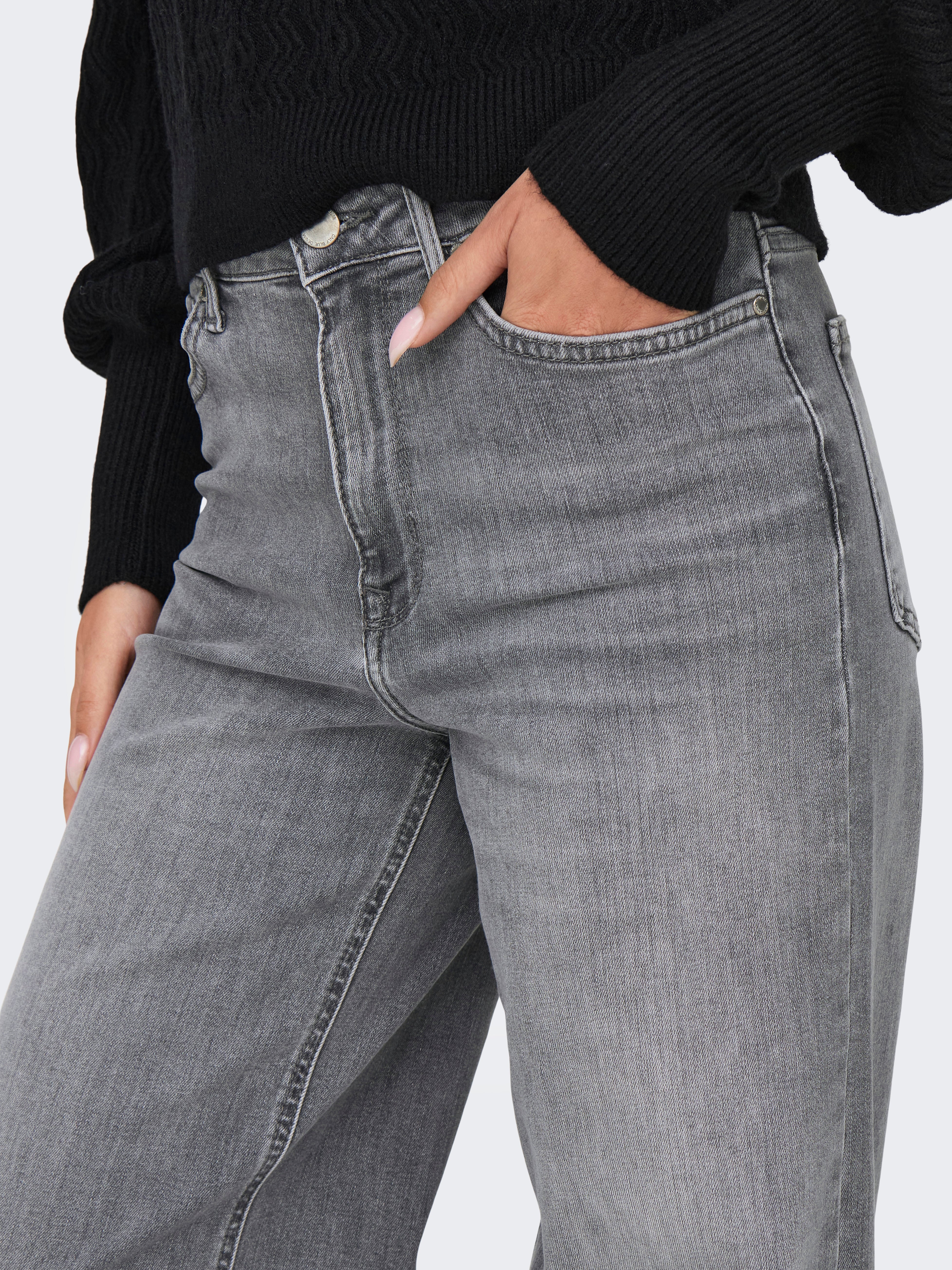 ONLMADISON High waist Wide Leg Fit Jeans Light Grey Denim