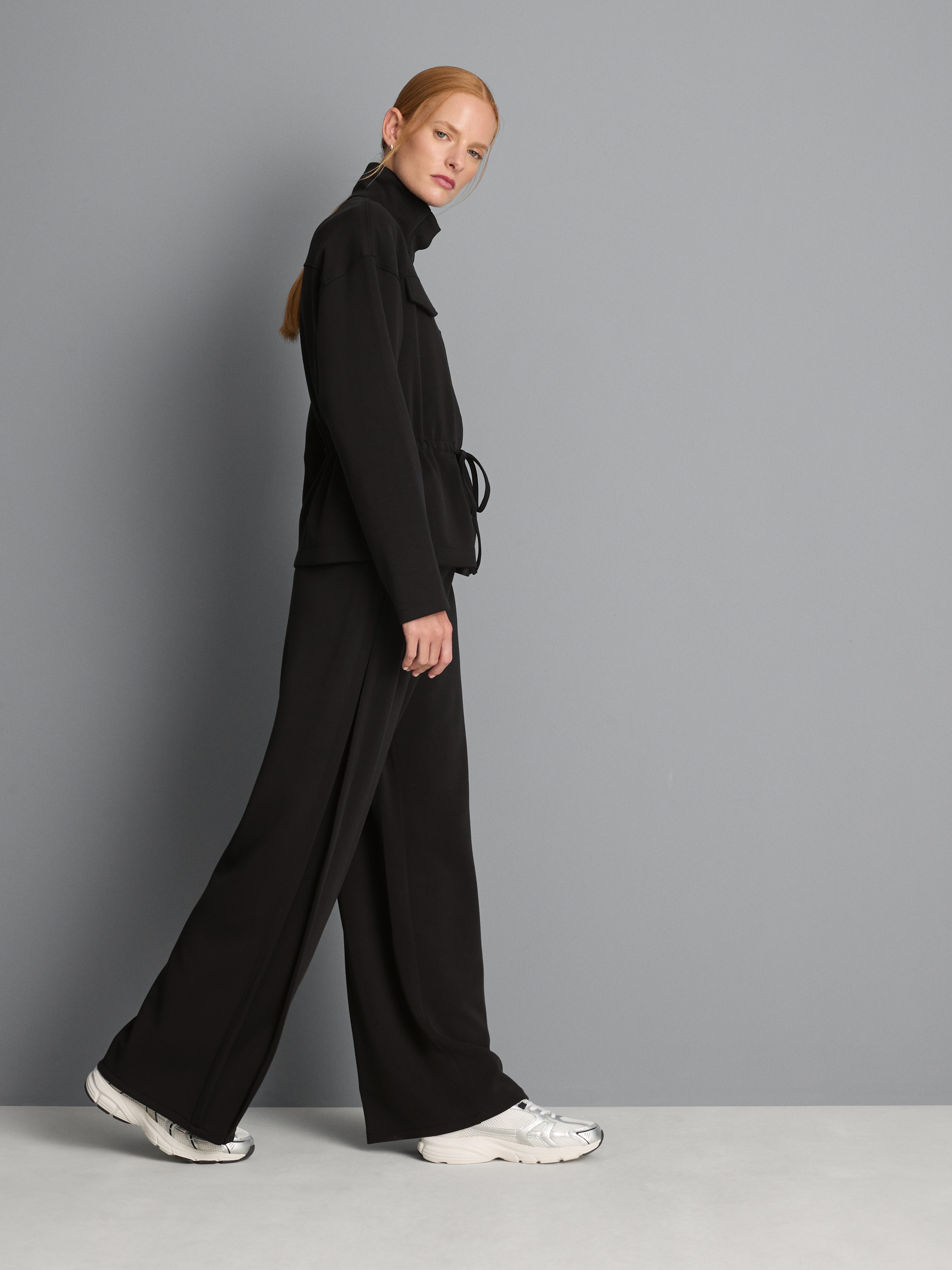Modal Rich Wide Leg Joggers - Black