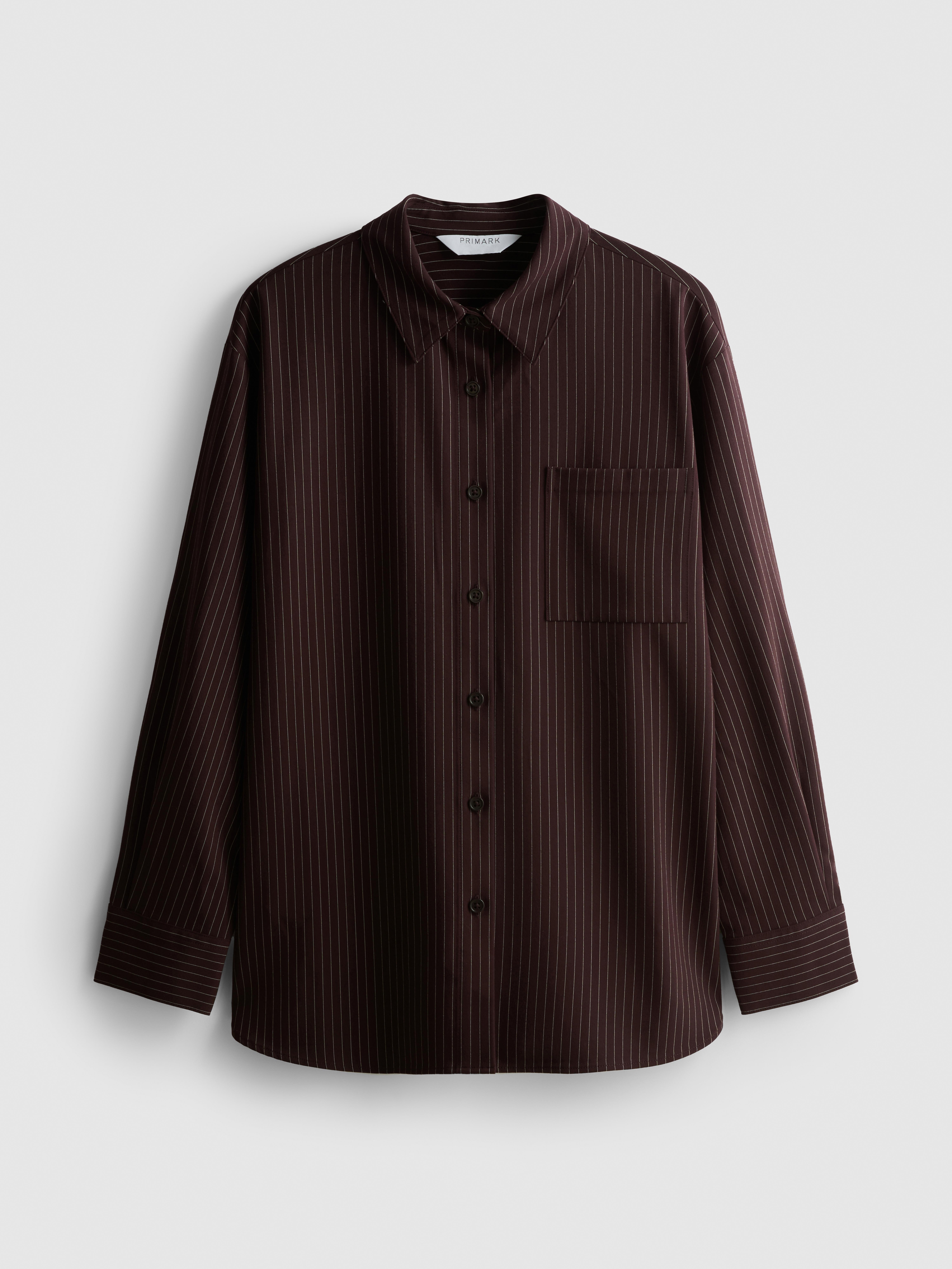 Oversized Pinstripe Shirt - Burgundy