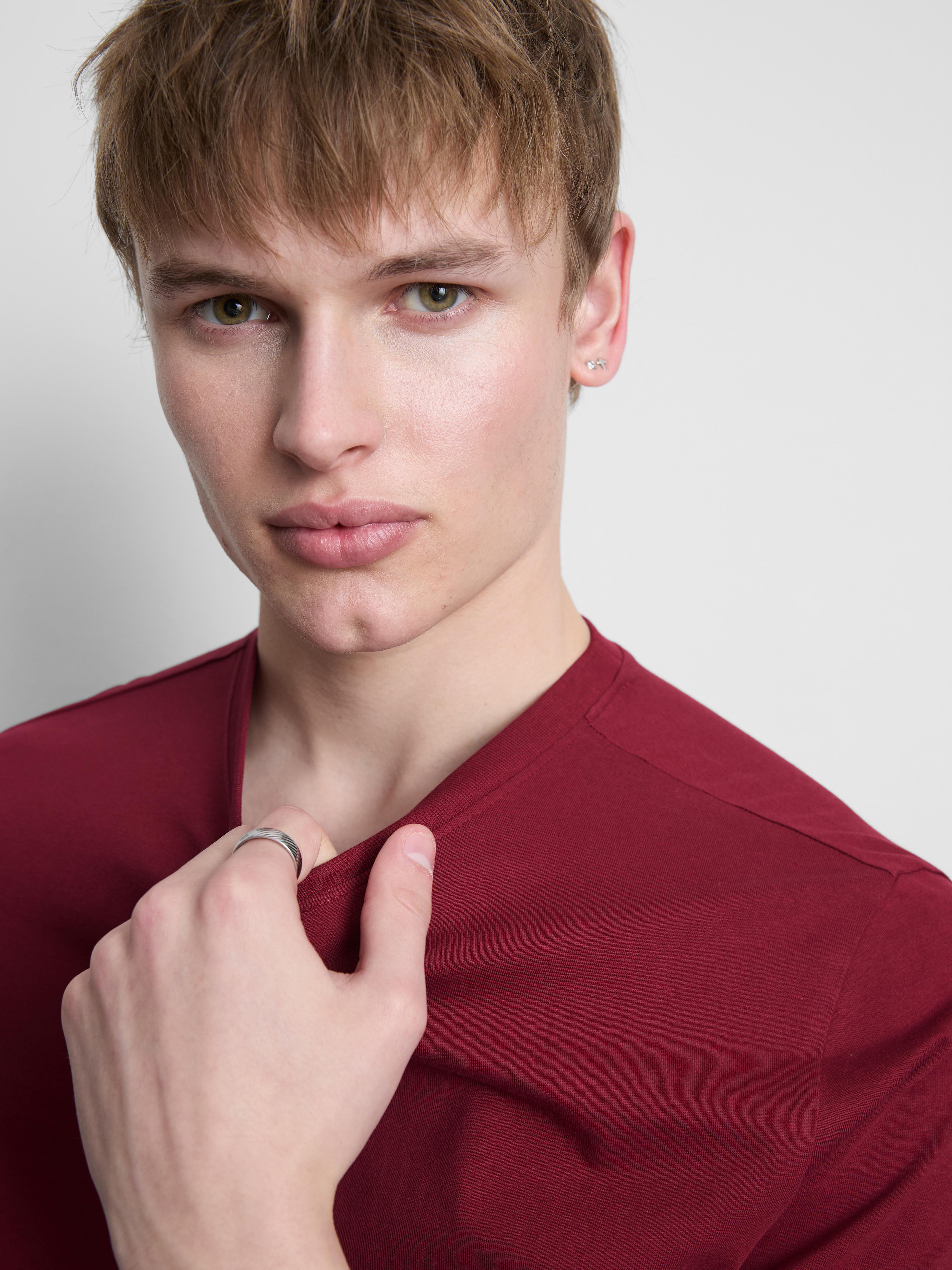 Slim-Fit Stretch T-Shirt - Dark Red