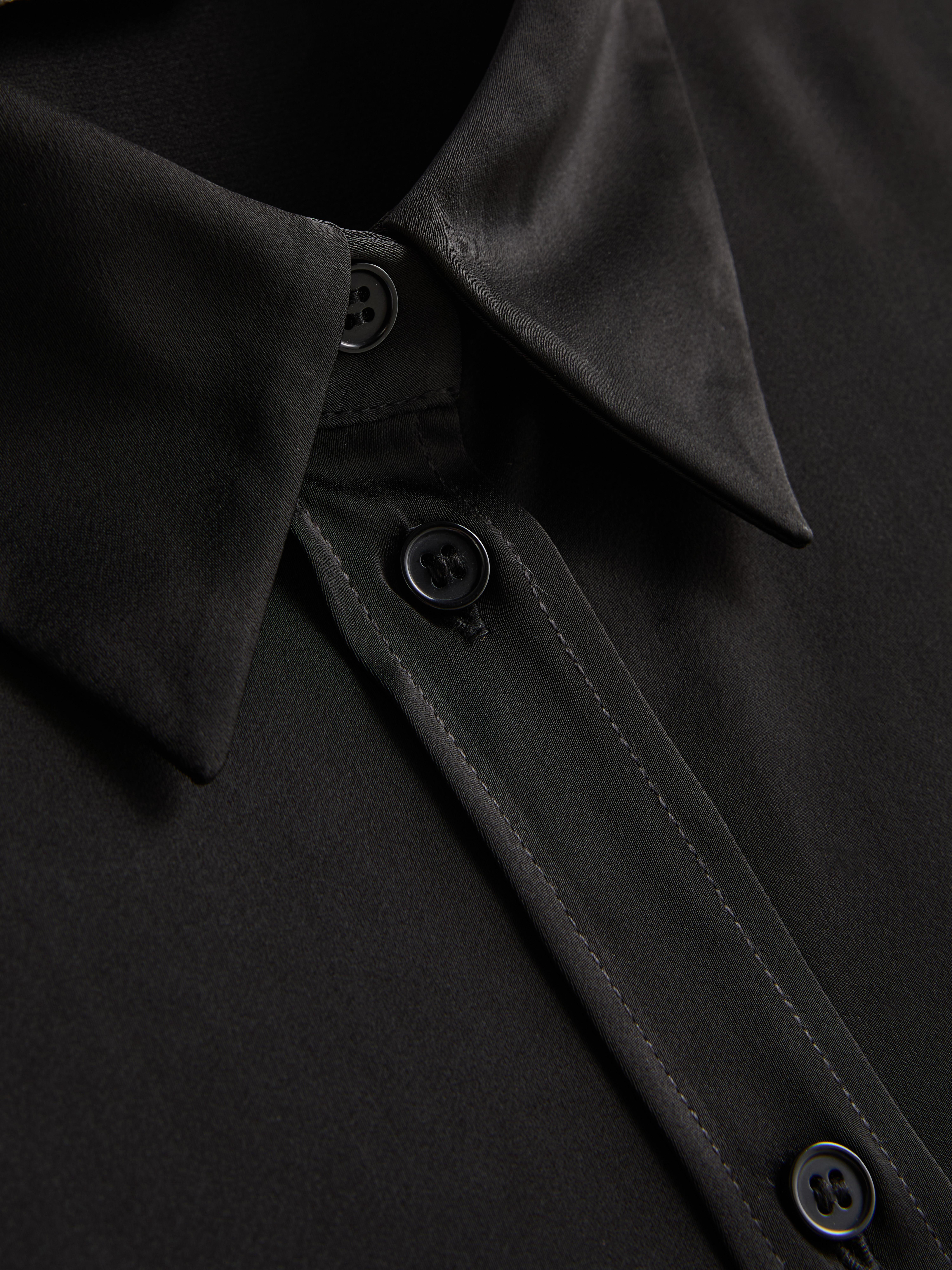 Relaxed Satin Shirt - Black