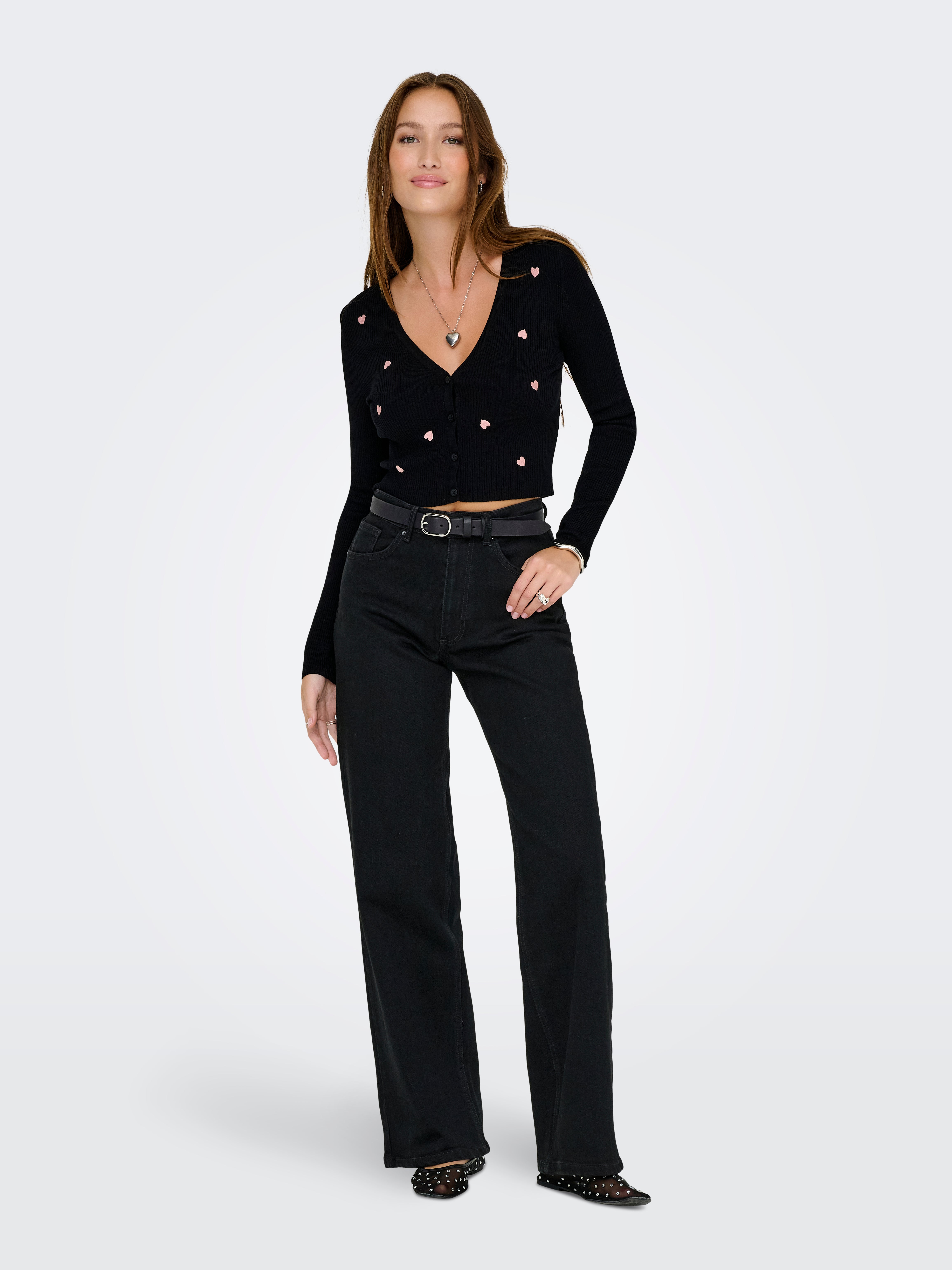 ONLJUICY High waist Wide Leg Fit Jeans Black Denim