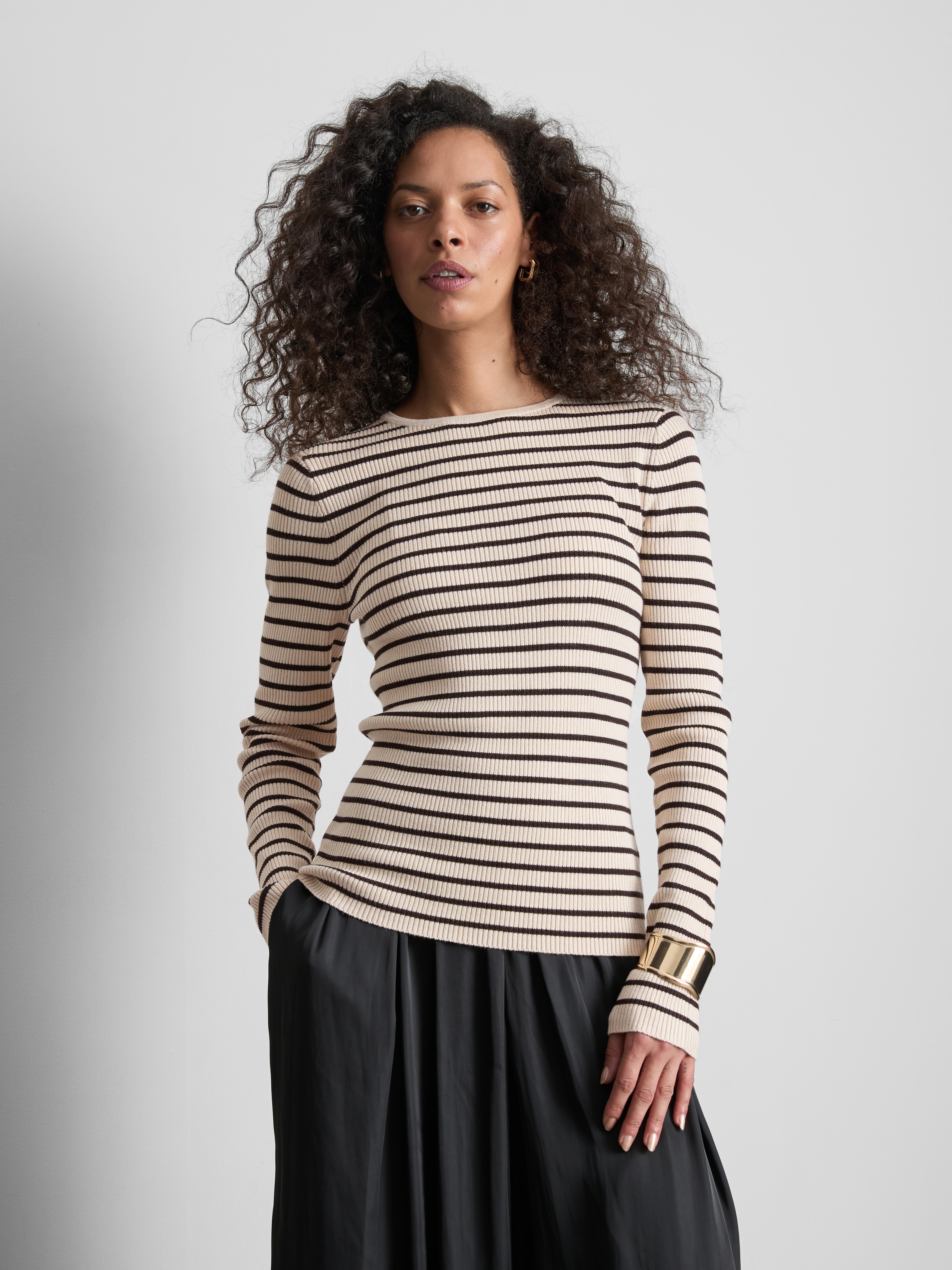 Ribbed Crew Neck Sweater - Oatmeal