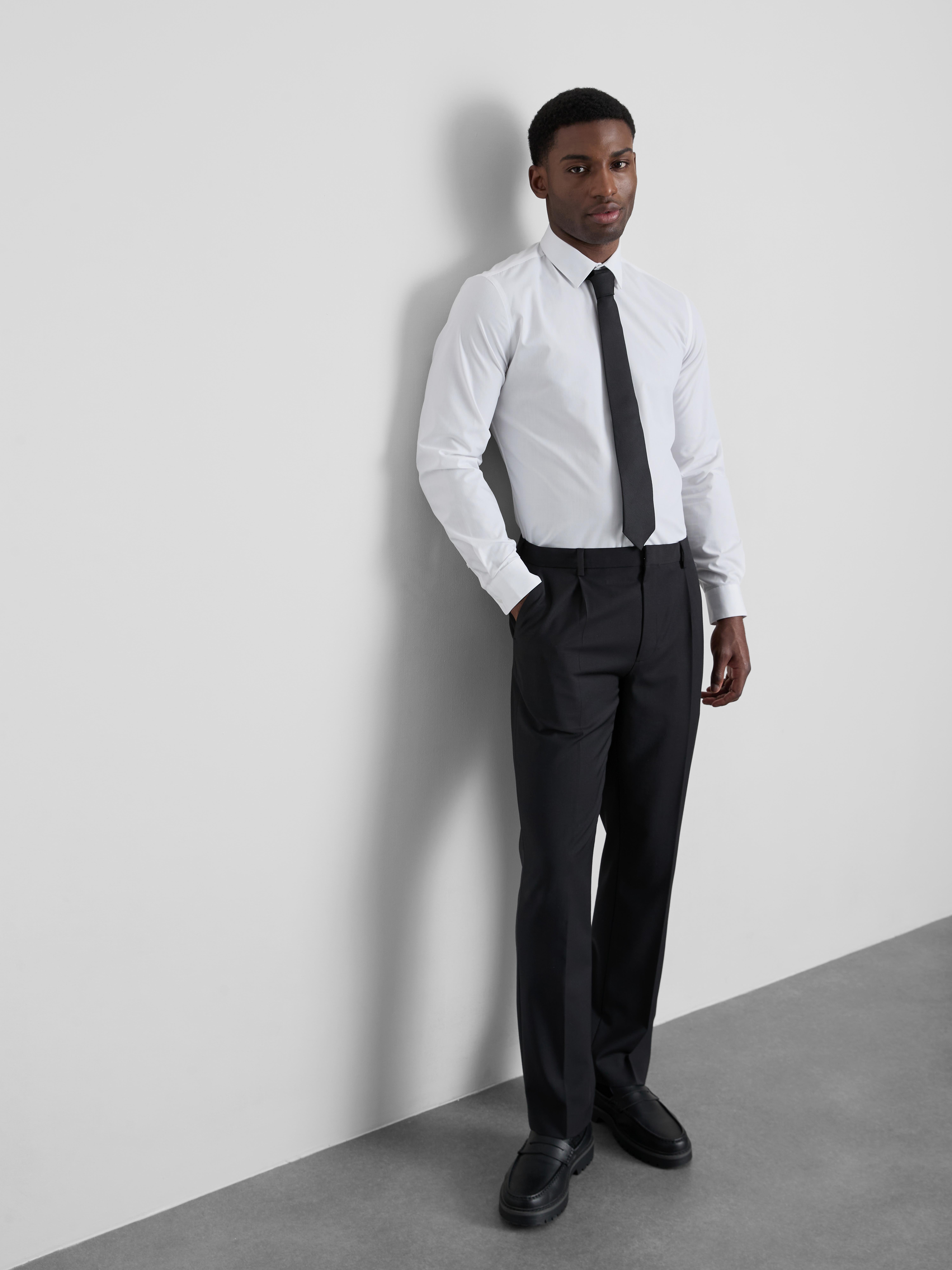 Slim Fit Stretch Button-Up Shirt - White