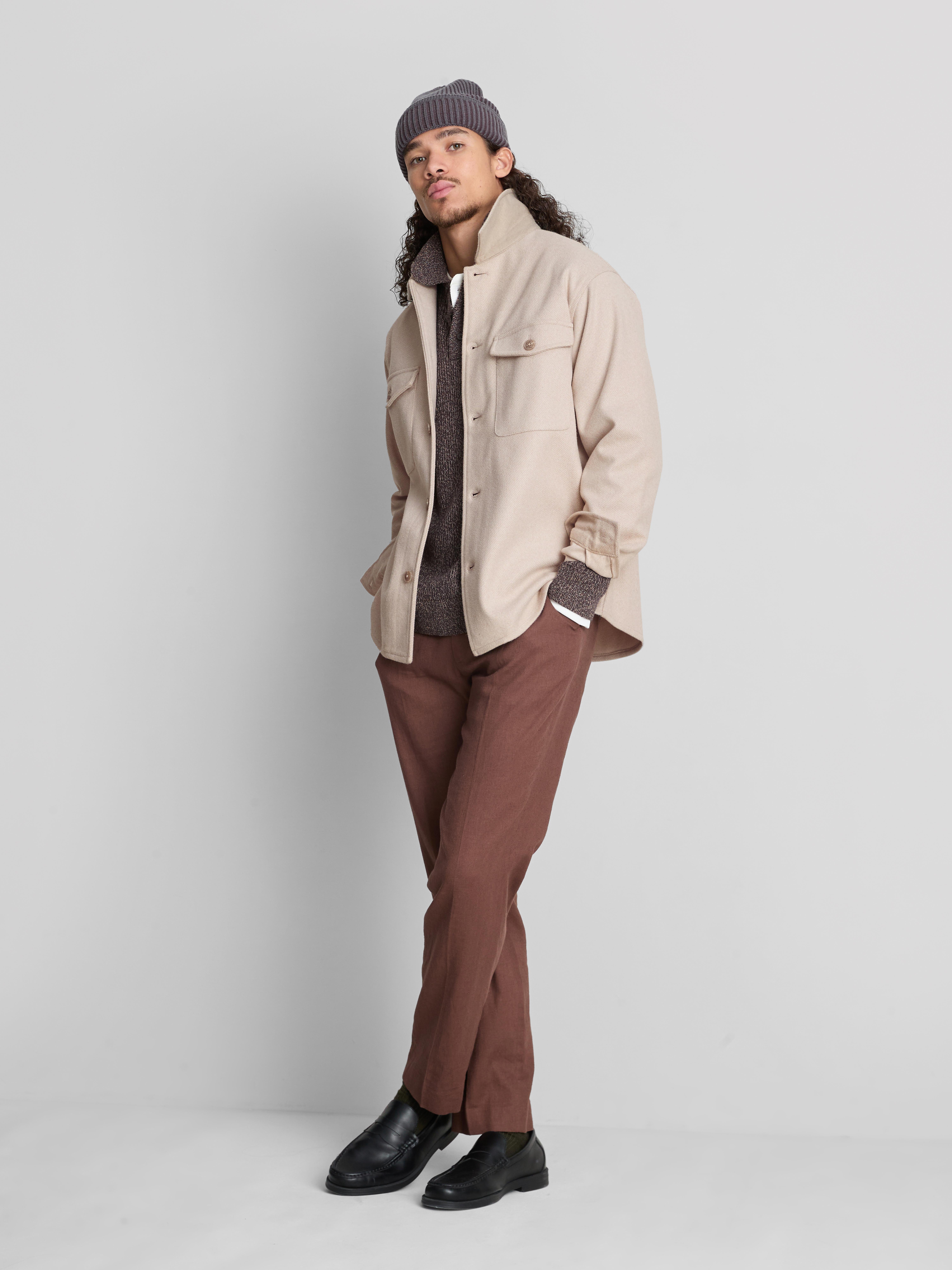 Button-Down Twill Overshirt With Chest Pockets - Ivory