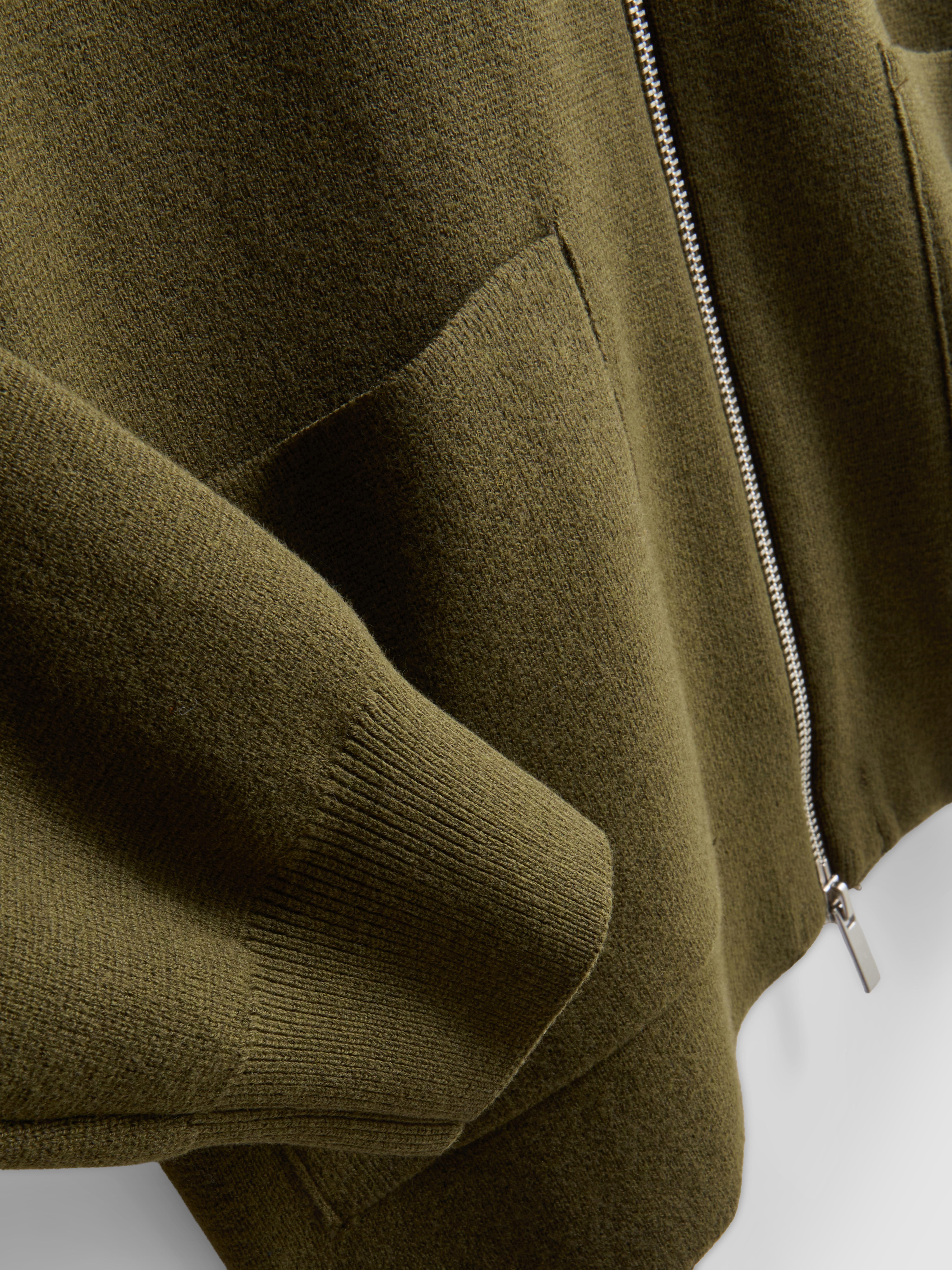 The Edit Knitted Harrington Jacket - Dark Green