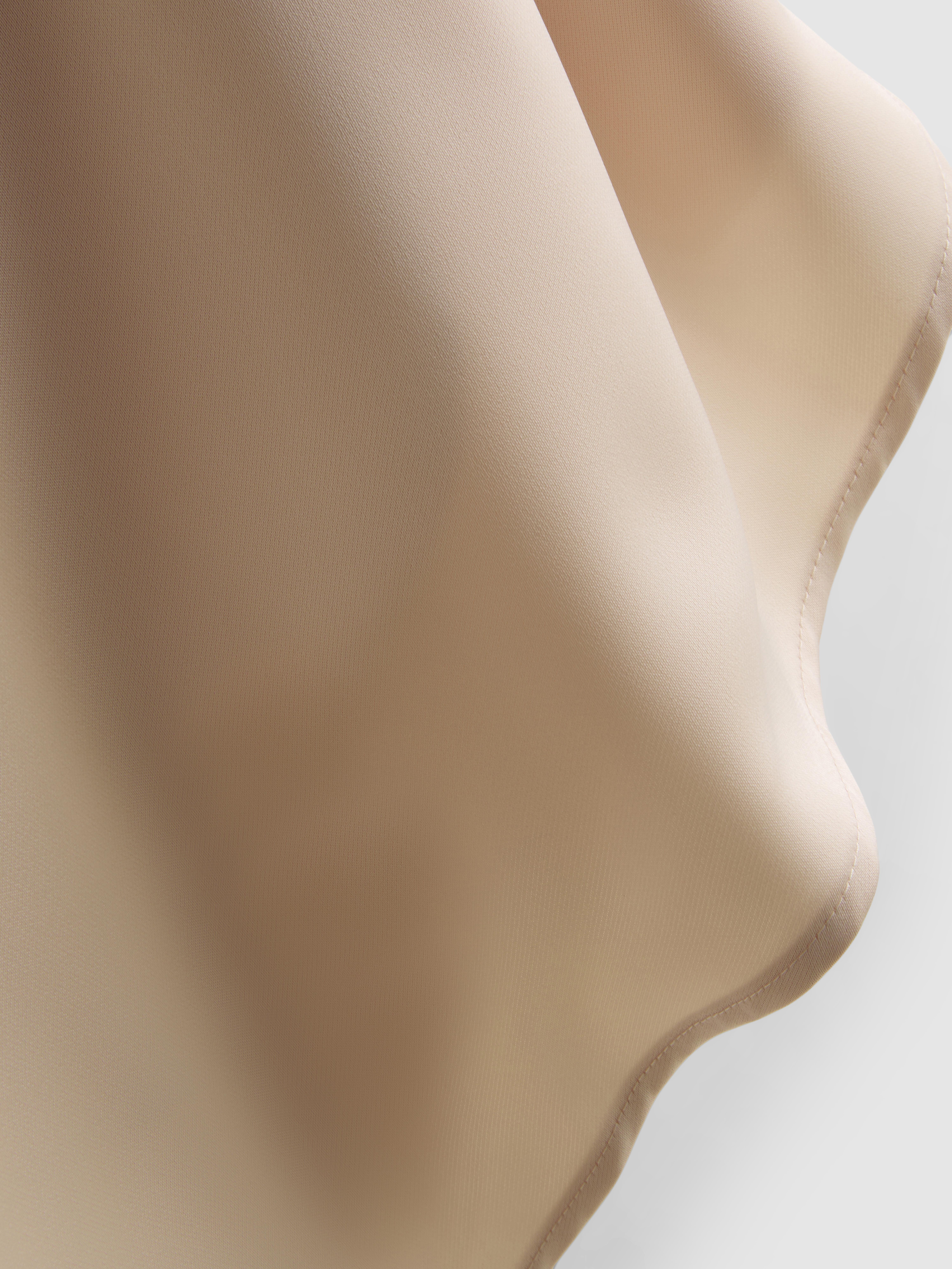 The Edit Satin Asymmetric Long Line Top - Oyster
