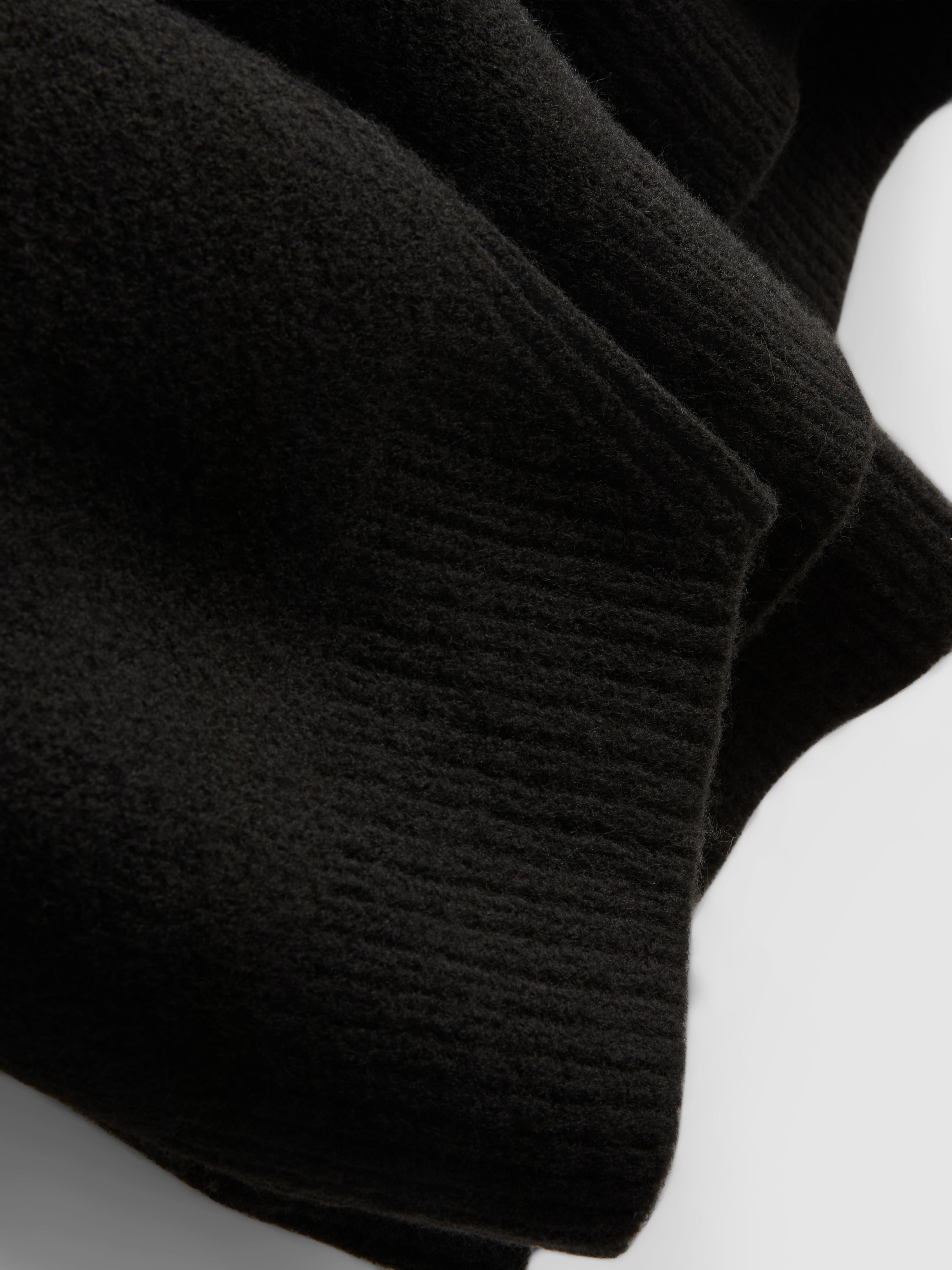 Wool Blend Oversized Crew Neck Sweater - Black