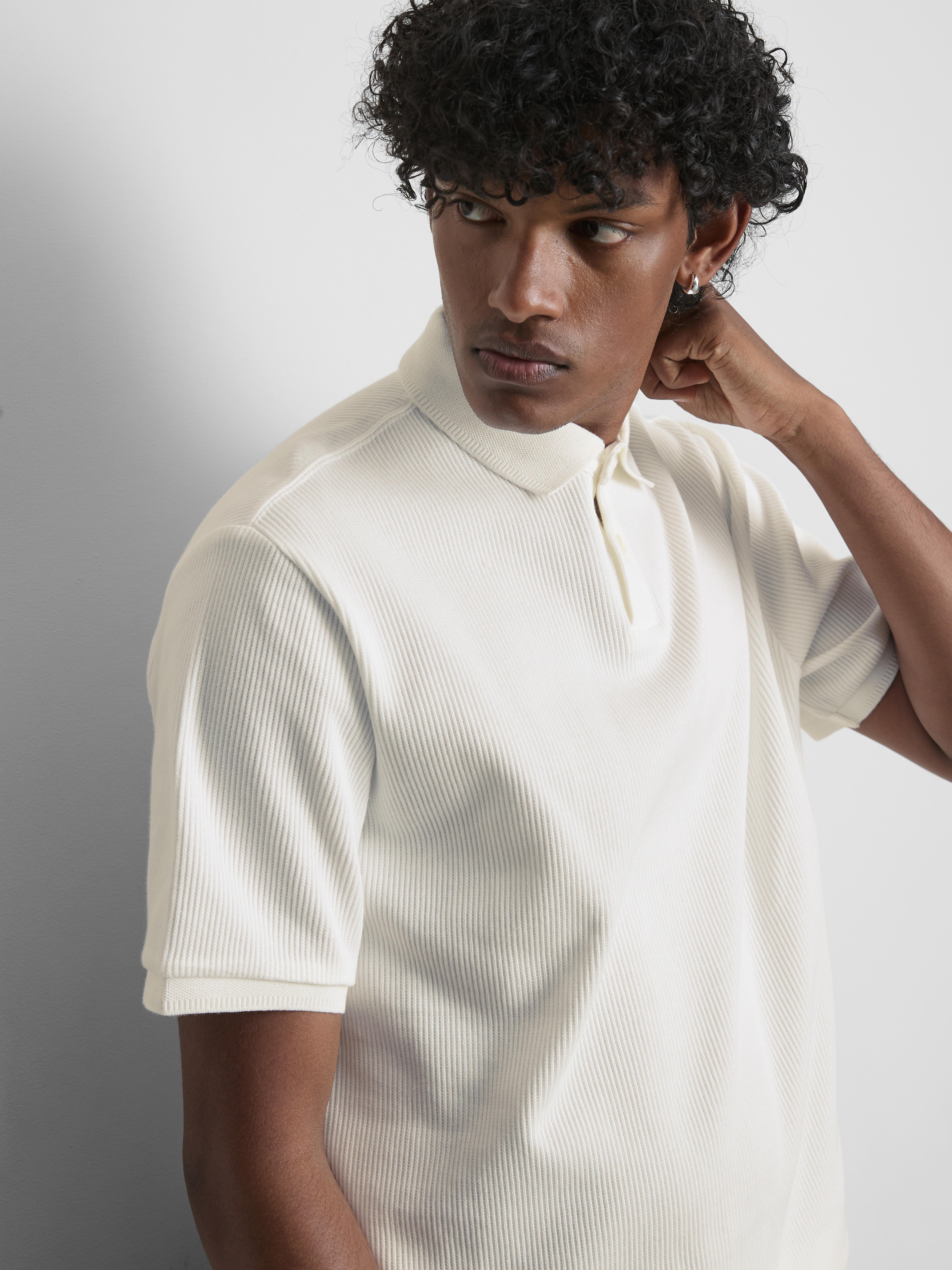 The Edit Ribbed Polo Shirt - Ivory