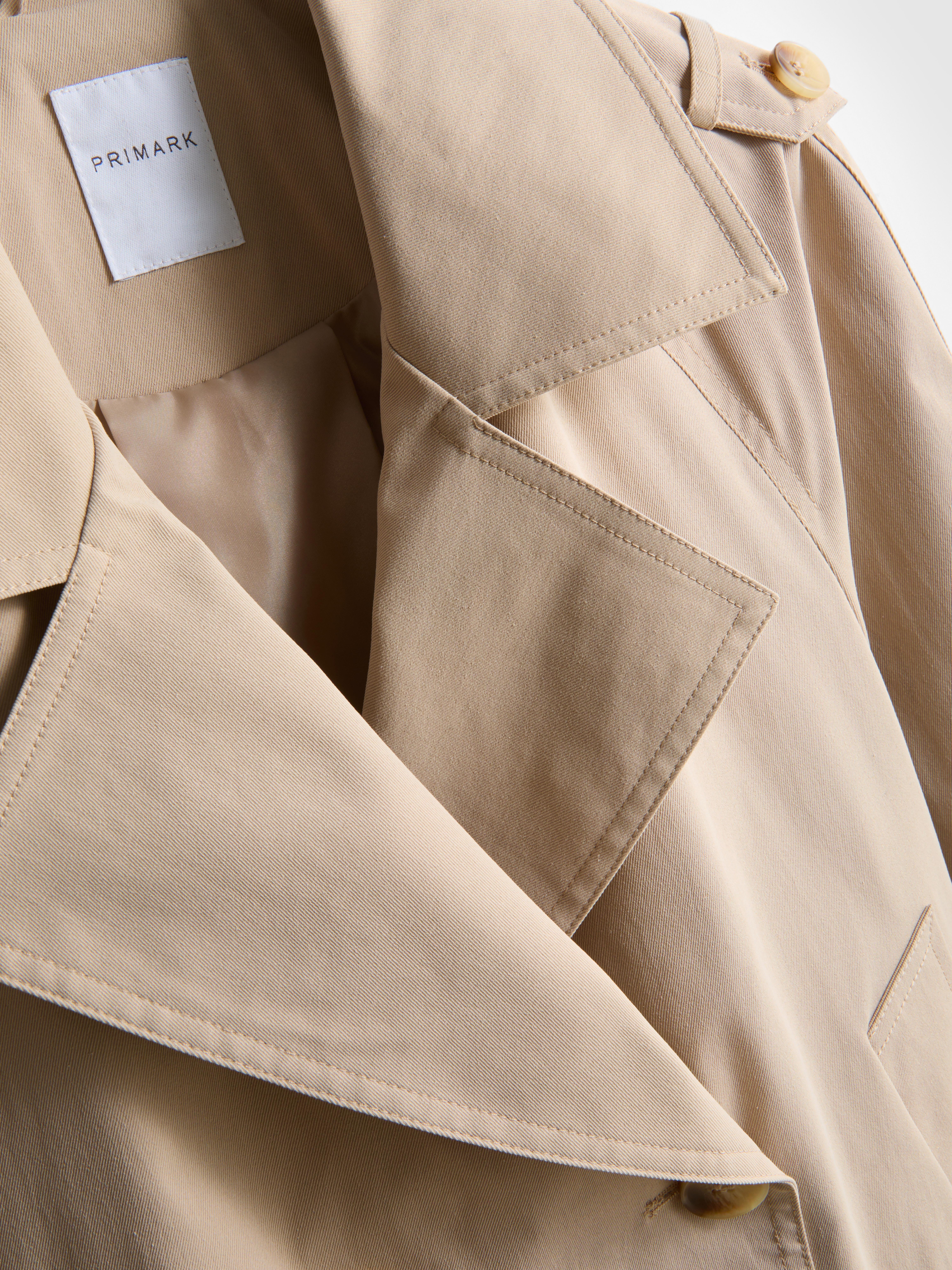 Double-Breasted Boxy Rain Jacket - Stone