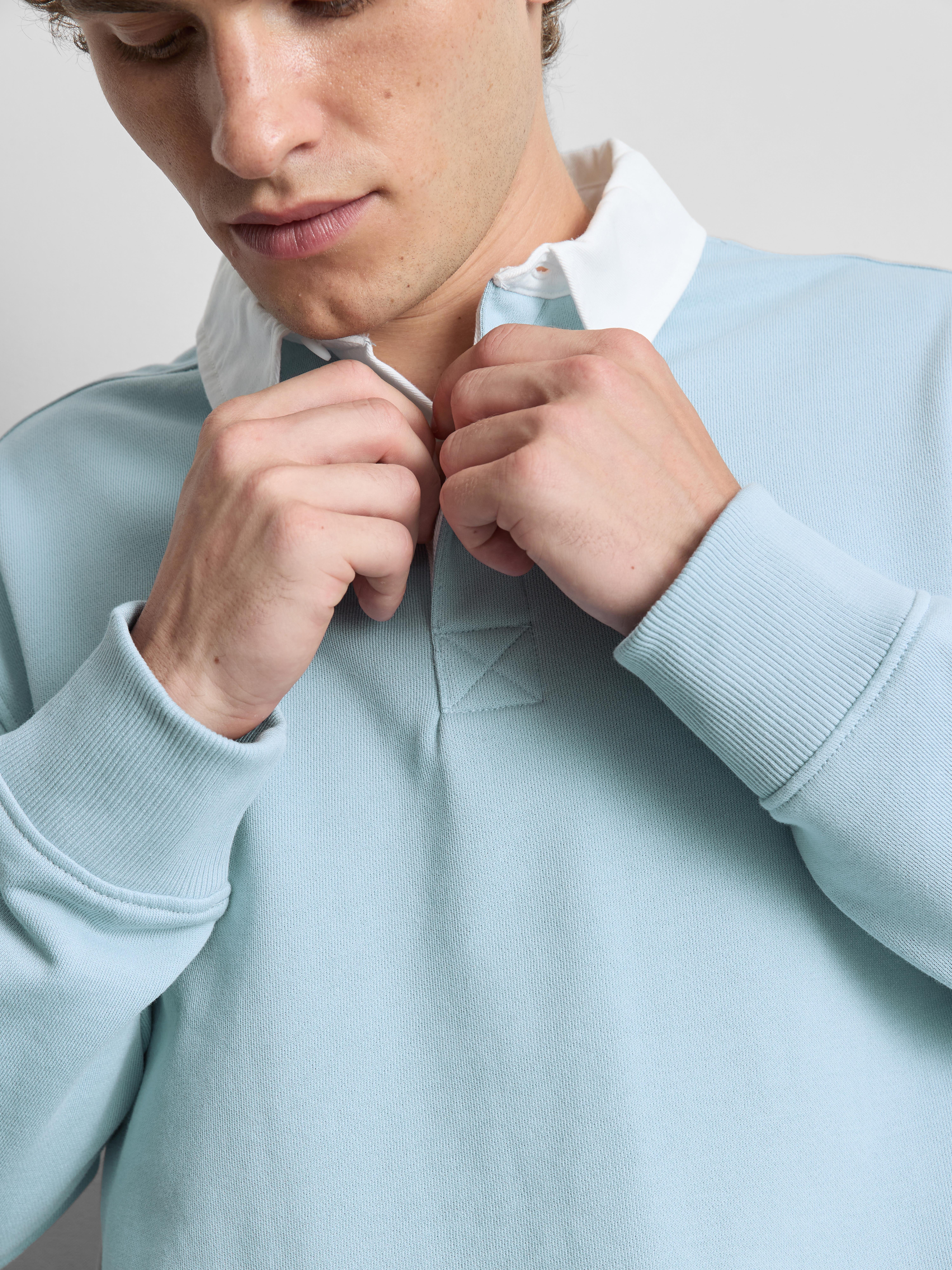 Cotton-Rich Oversized Collared Shirt - Light Blue