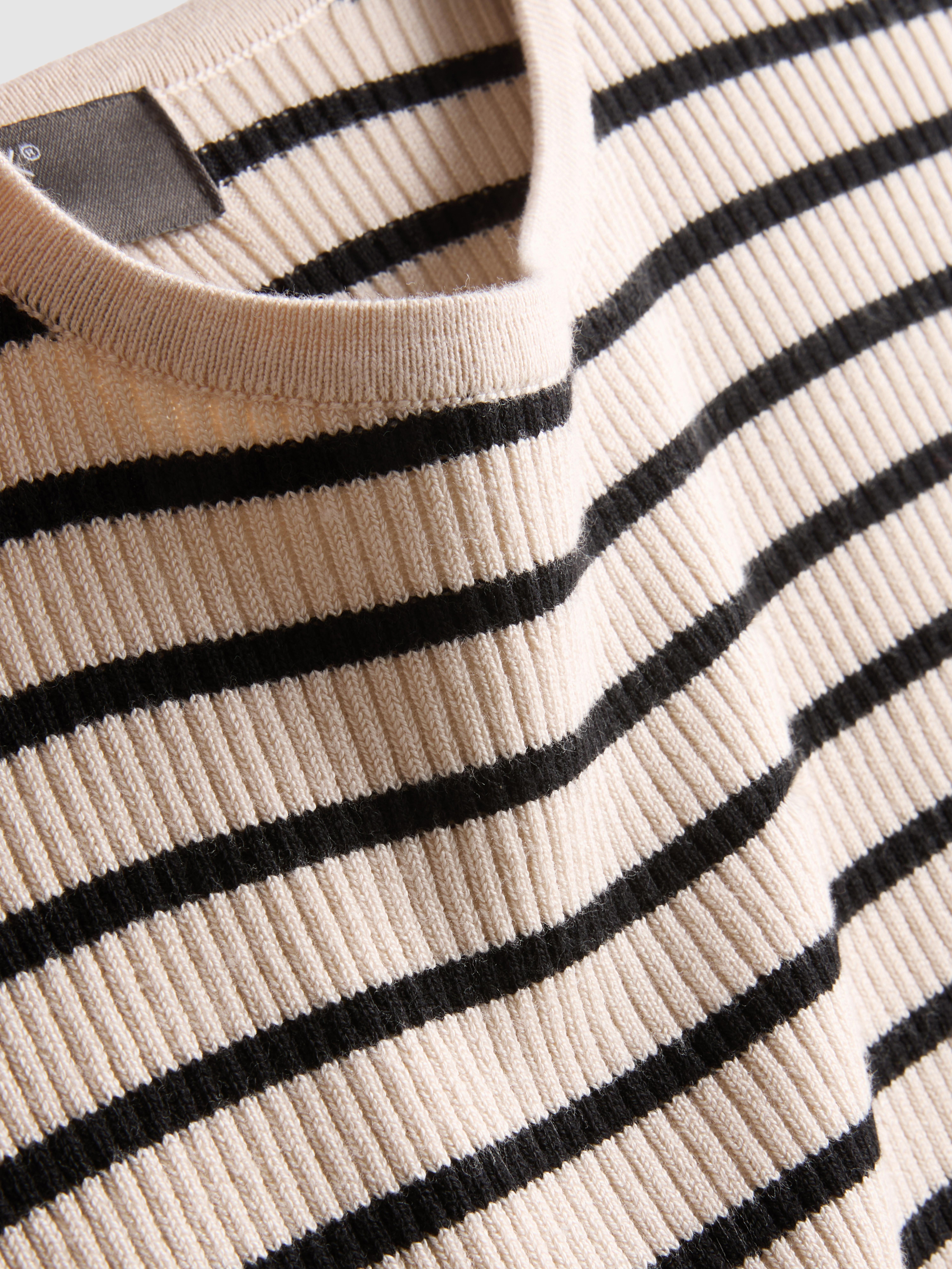 Ribbed Crew Neck Sweater - Oatmeal
