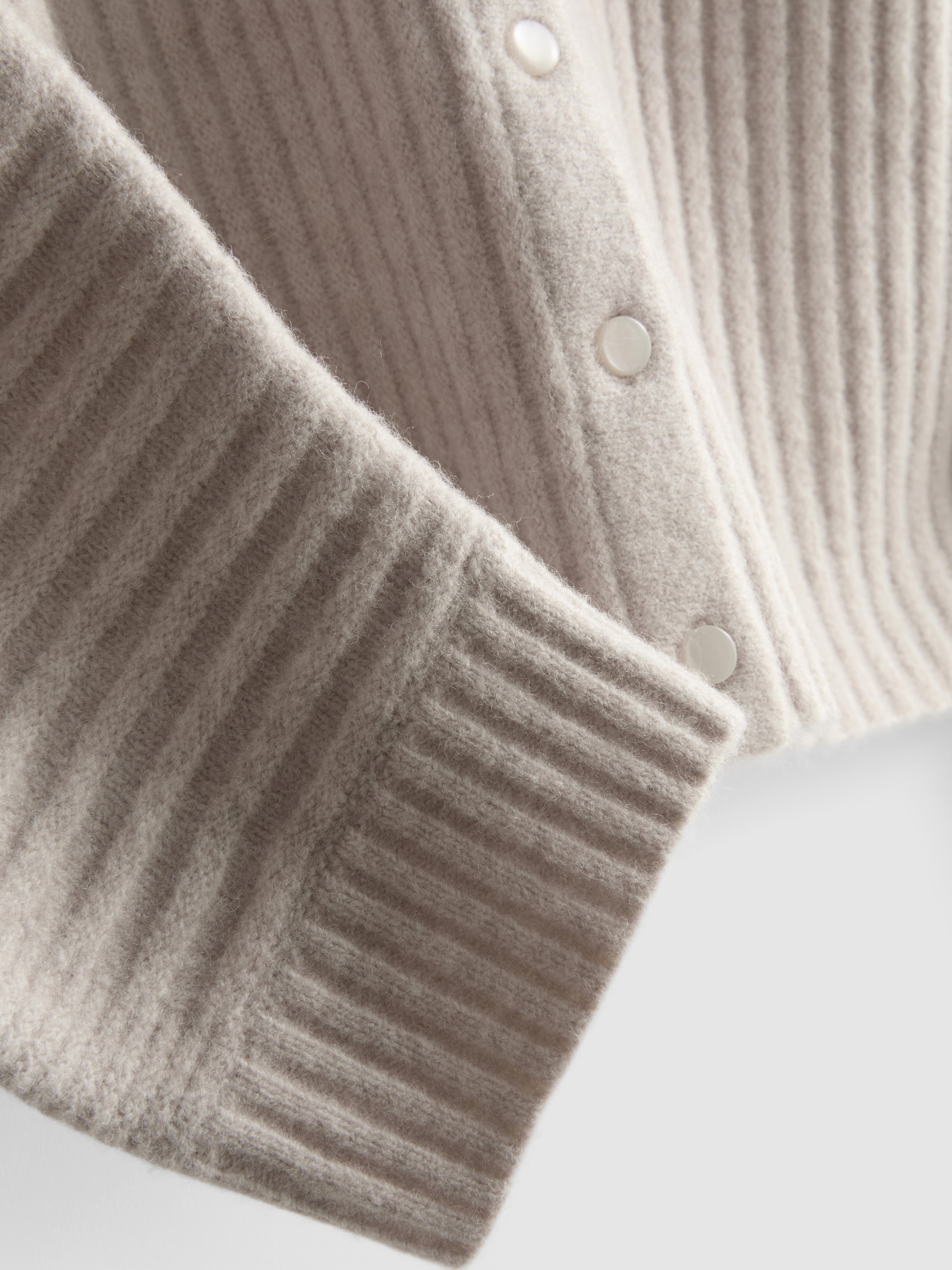 Ribbed Sculpted Cardigan - Oatmeal