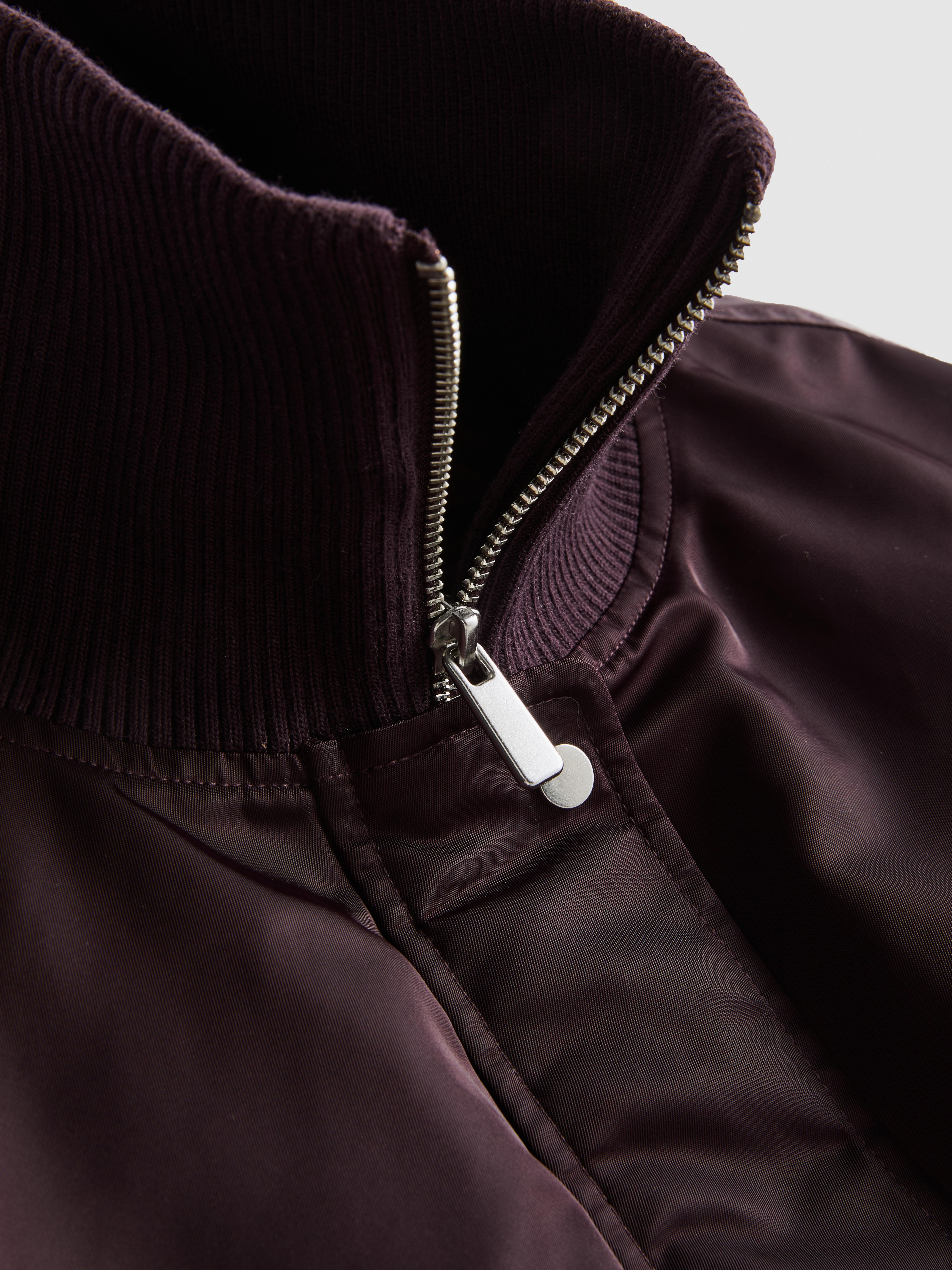 The Primark Scene | High Collar Padded Bomber Jacket - Burgundy