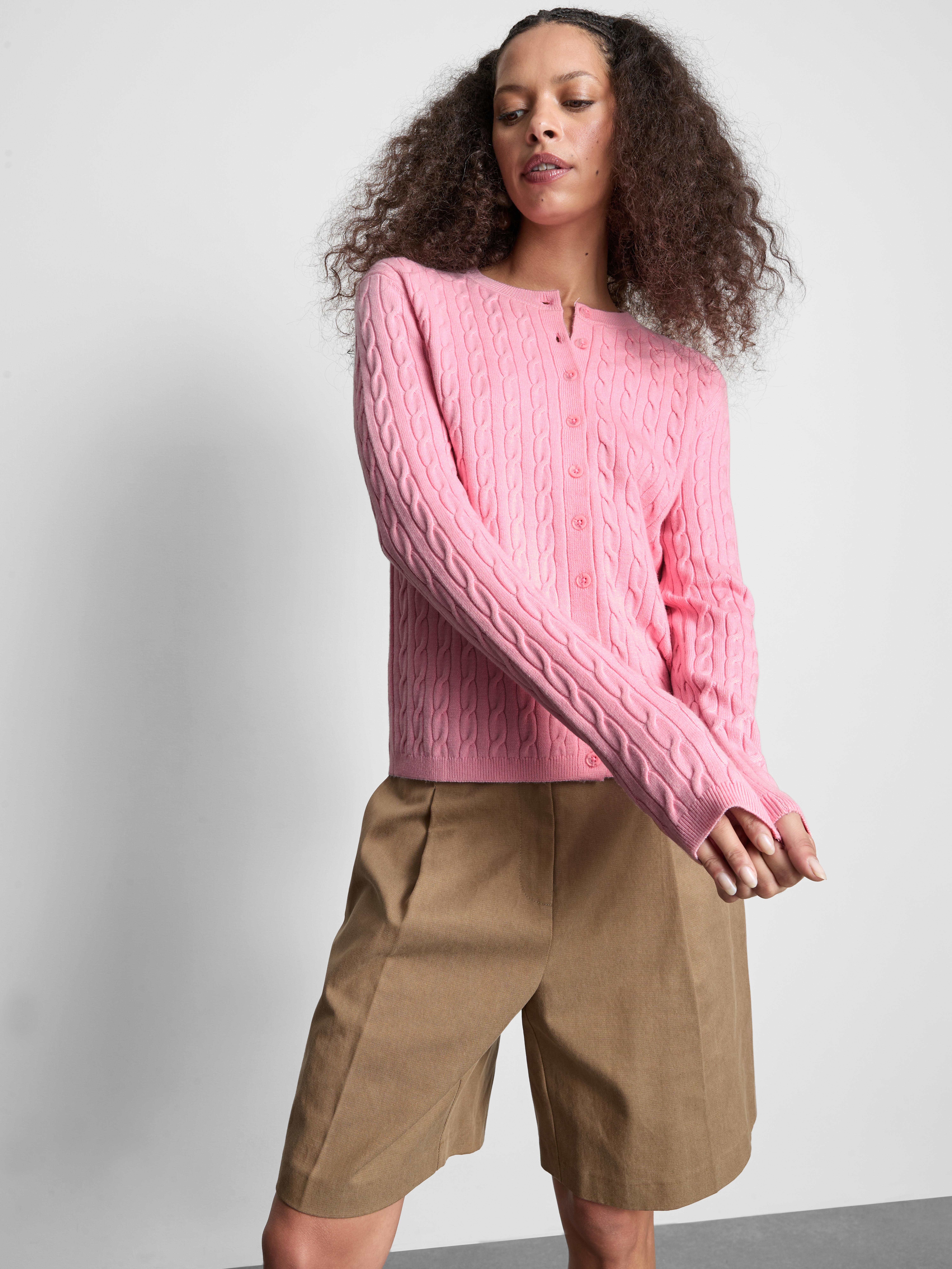 Cable Knit Cardigan - Light Pink