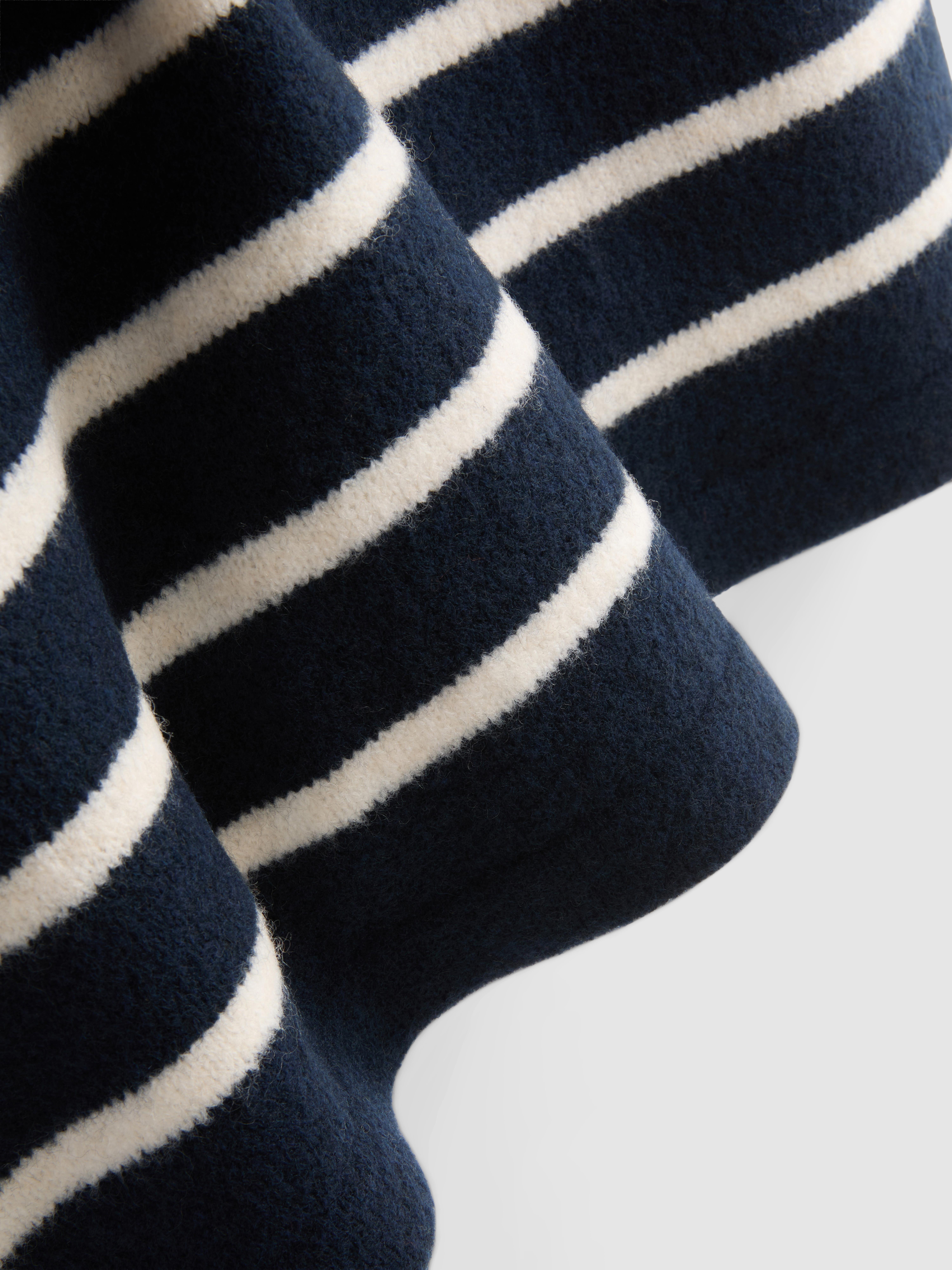 Wool-Blend Knitted Boxy T-Shirt - Navy
