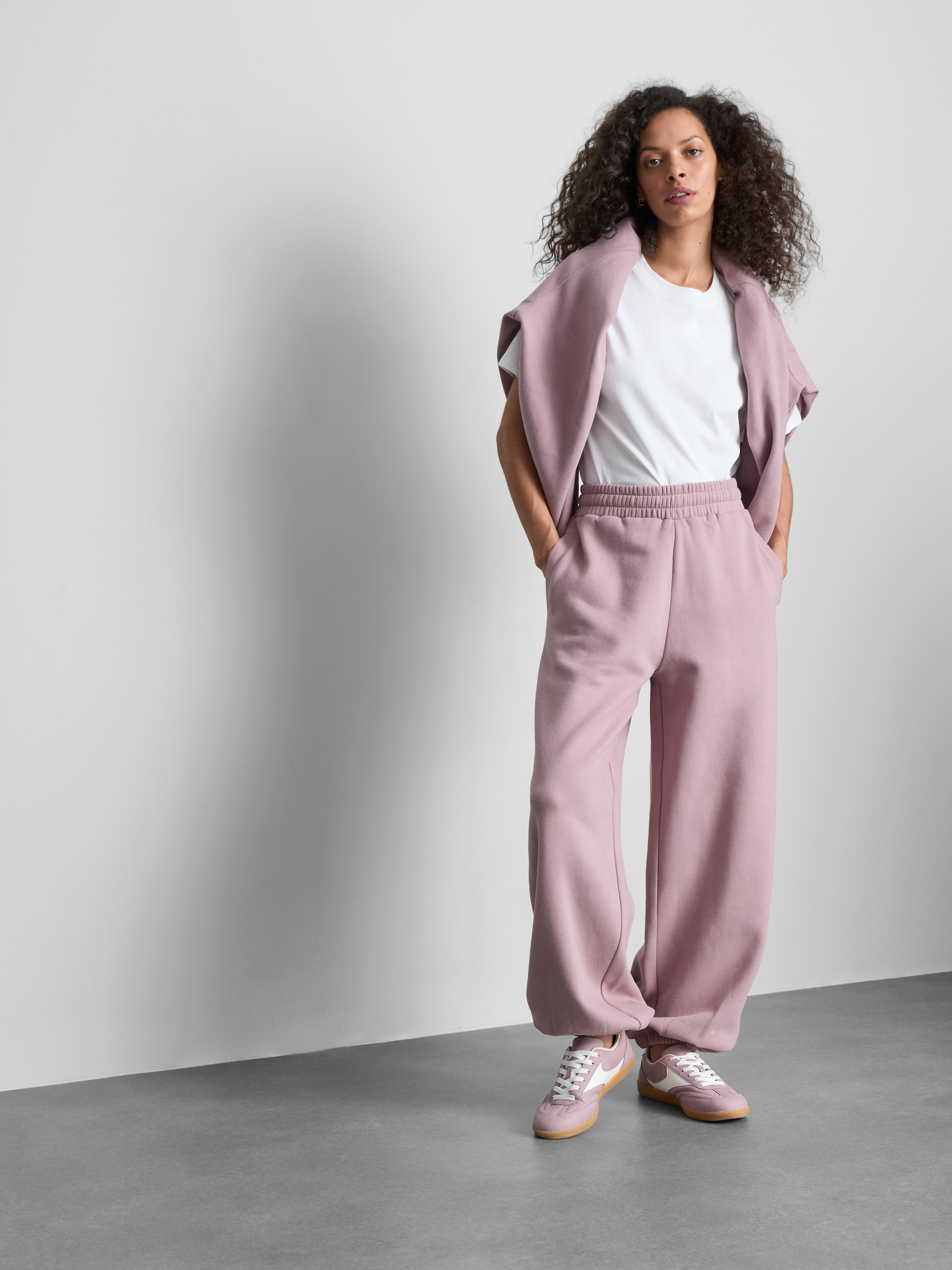 Cotton-Rich Relaxed Cuffed Joggers - Pink