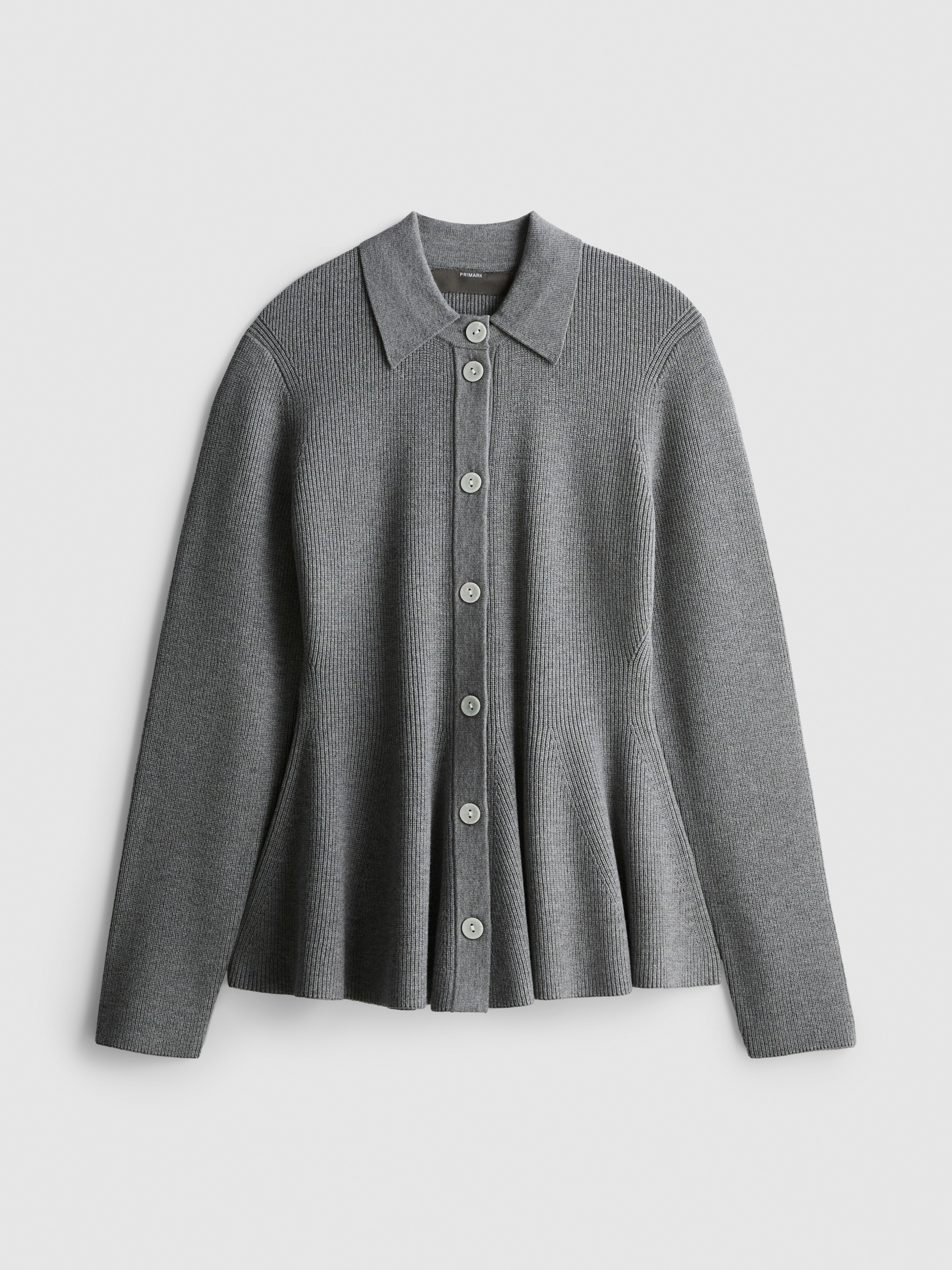 Knitted Peplum Cardigan - Dark Gray