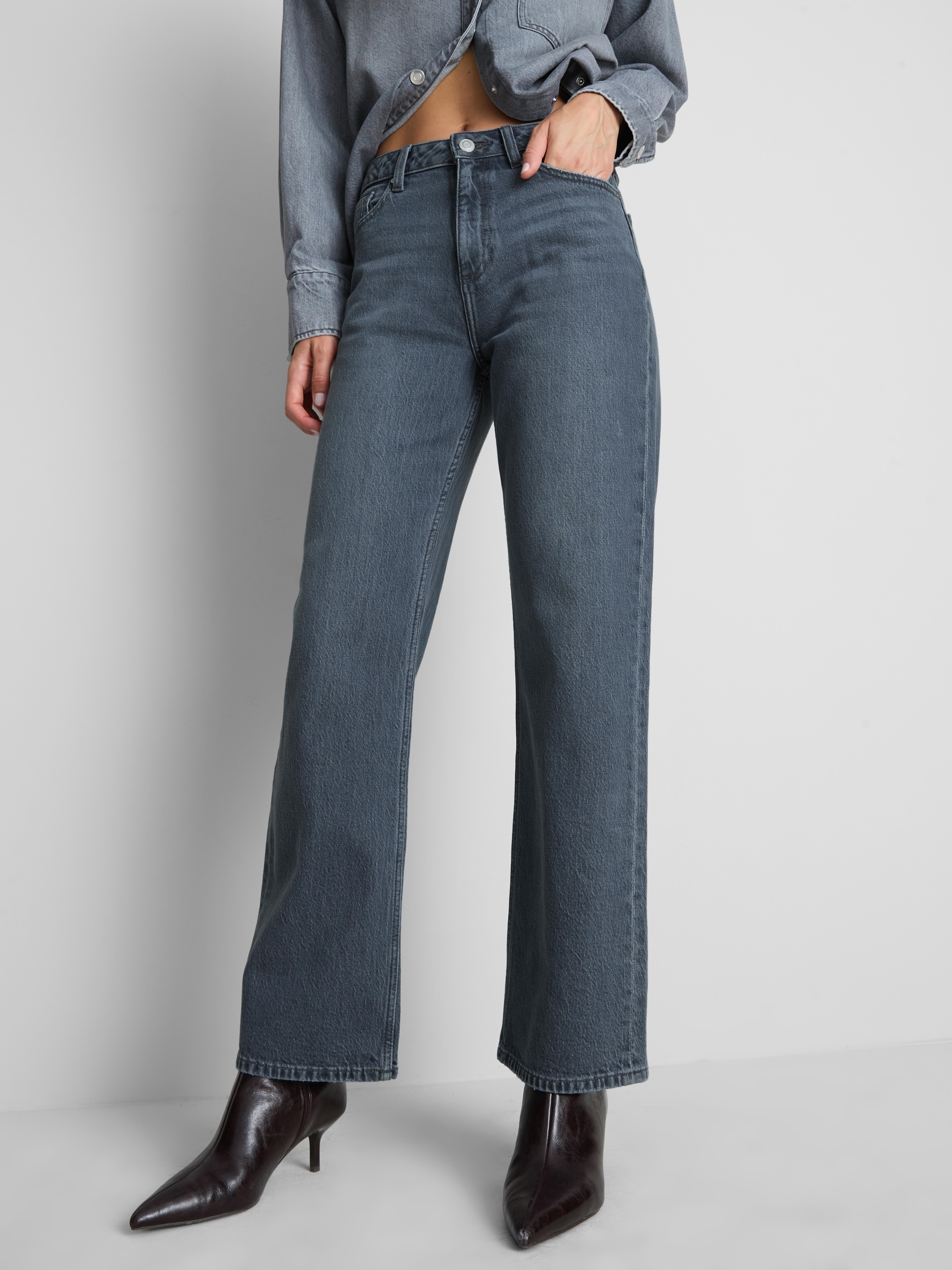 Cotton-Rich Straight-Leg Jeans - Gray