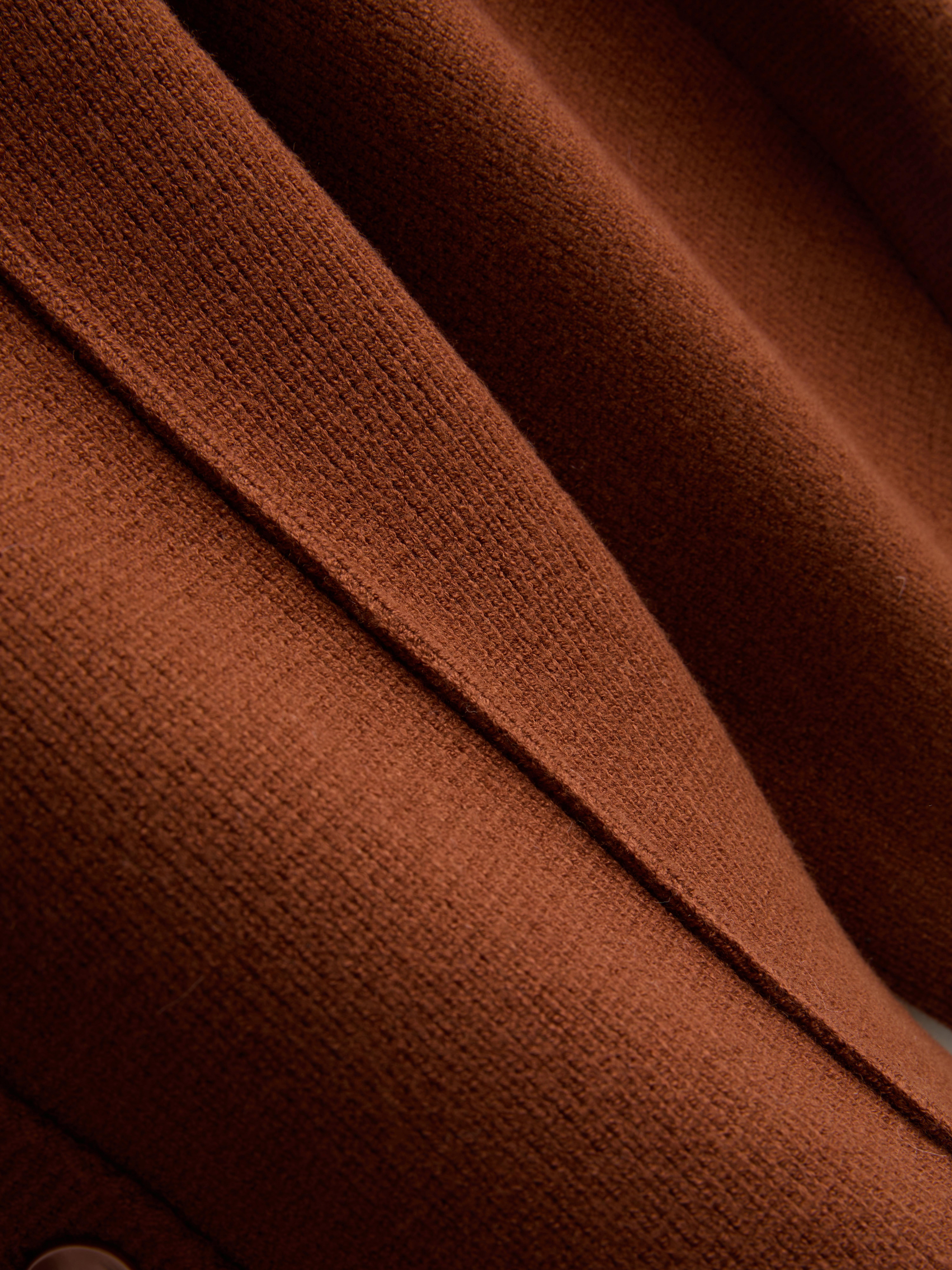 Sculpted Roundneck Cardigan - Dark Orange