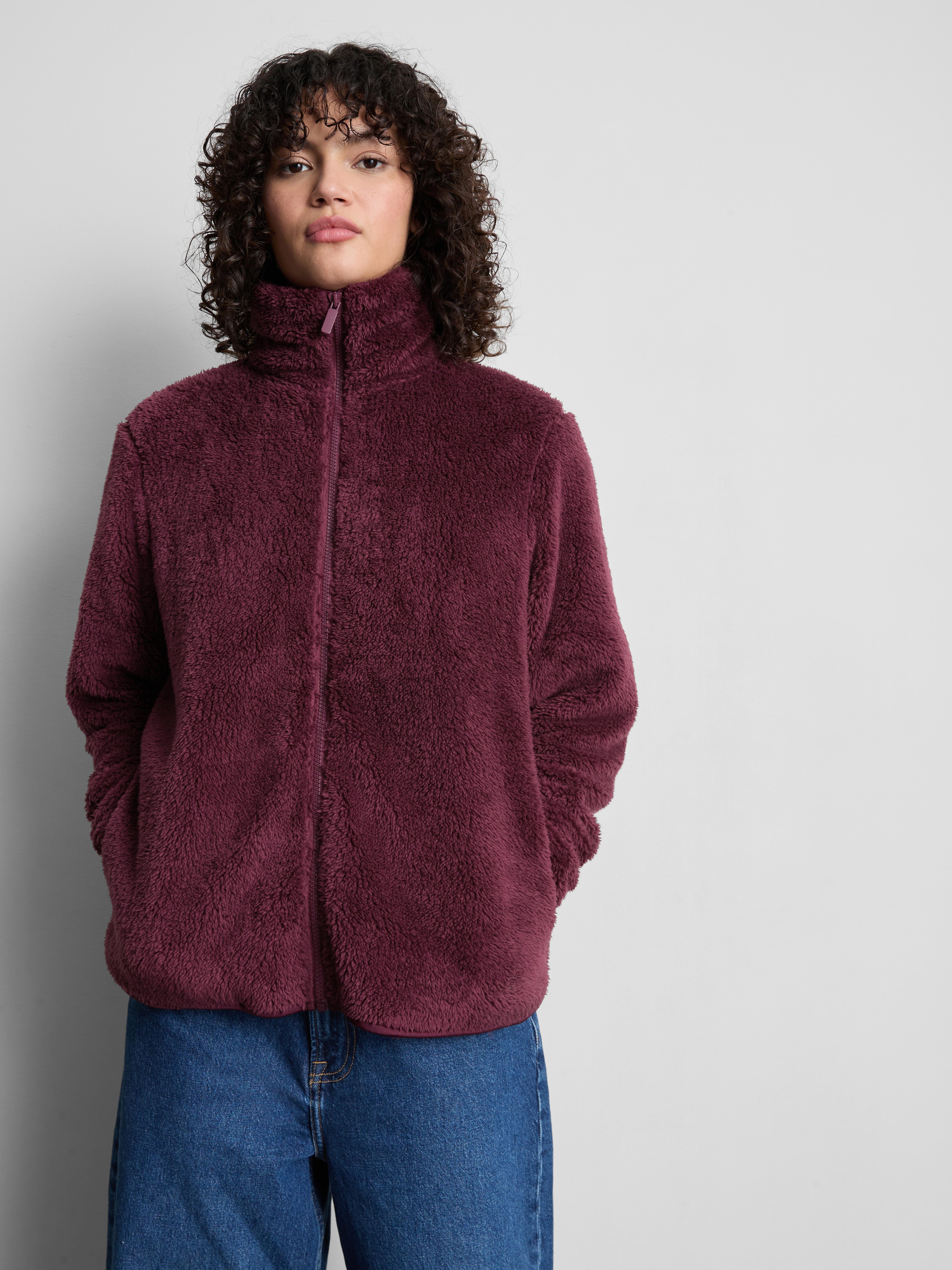 High-Neck Teddy Fleece - Burgundy