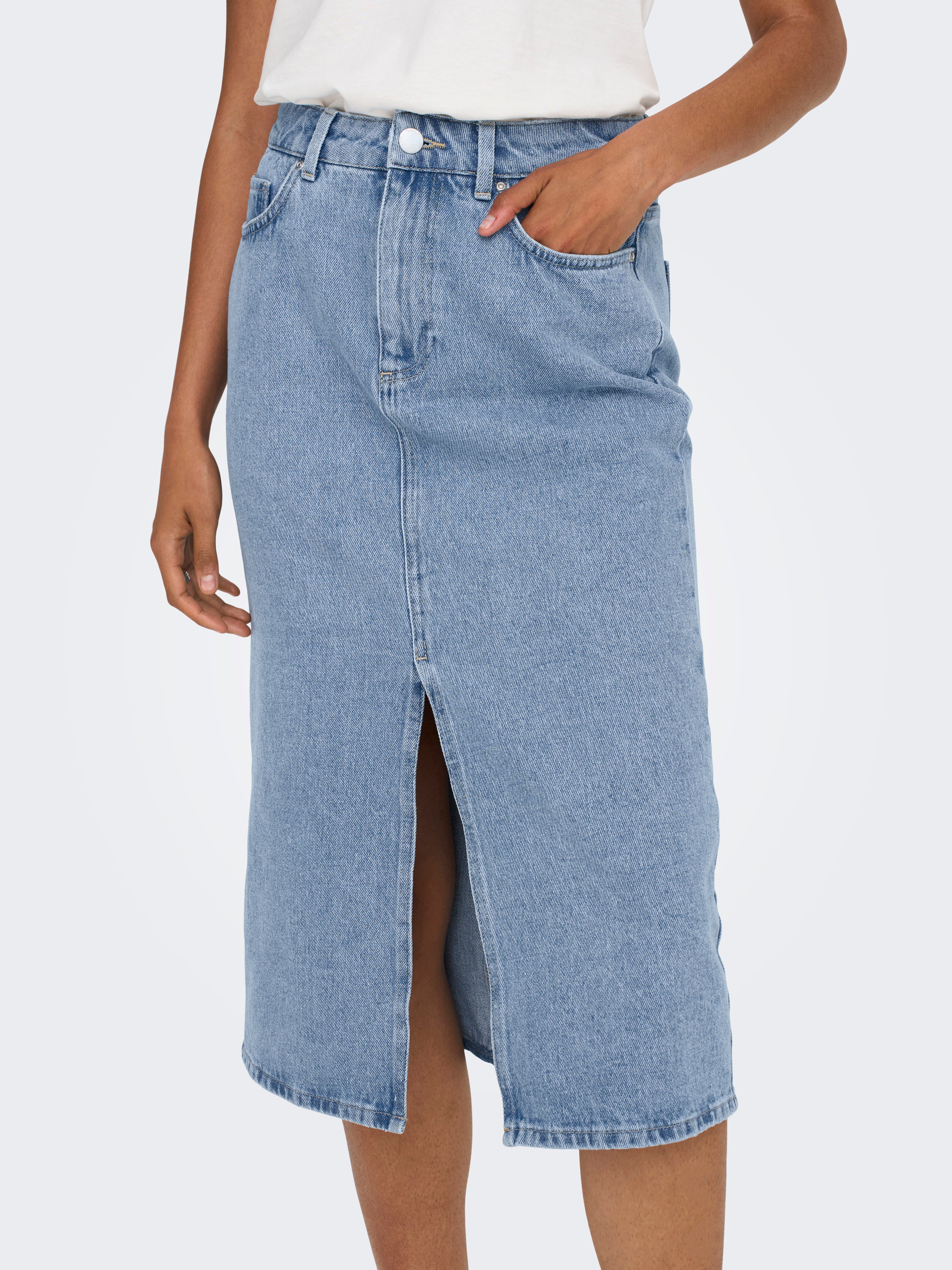 ONLBIANCA Denim Midi skirt Light Blue Denim