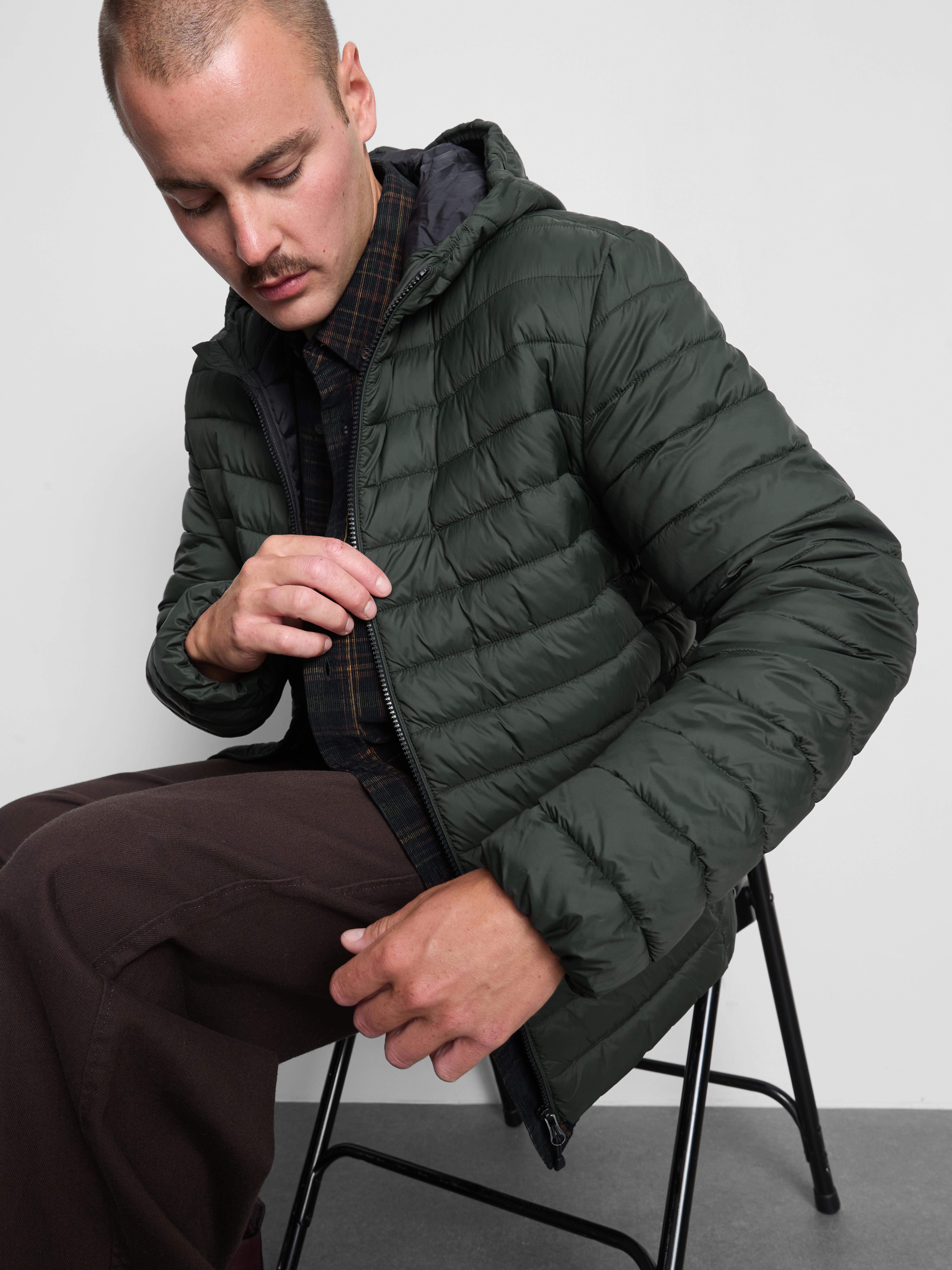 Hooded Padded Jacket - Green