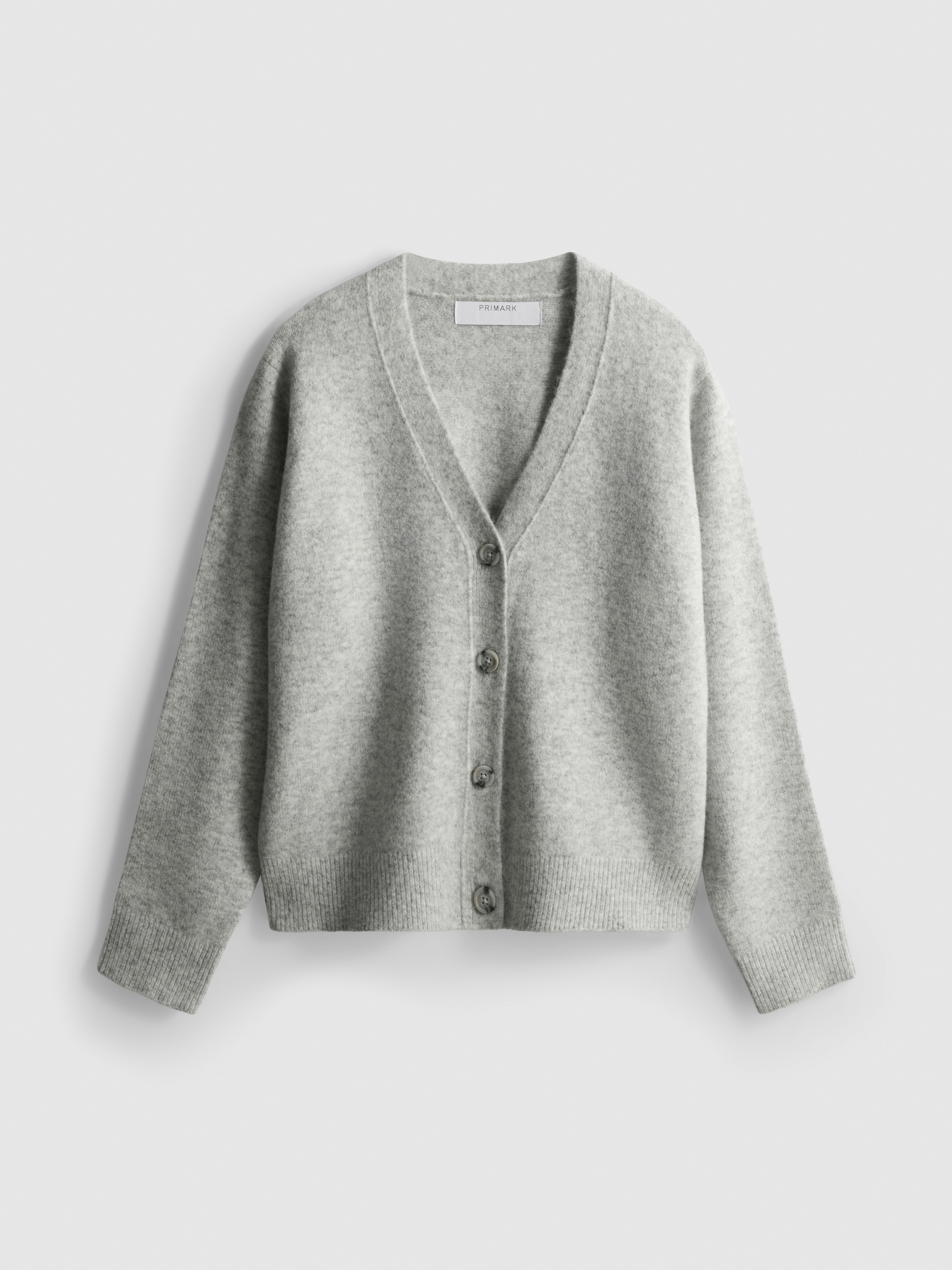 Wool-Blend Boyfriend Cardigan - Light Gray