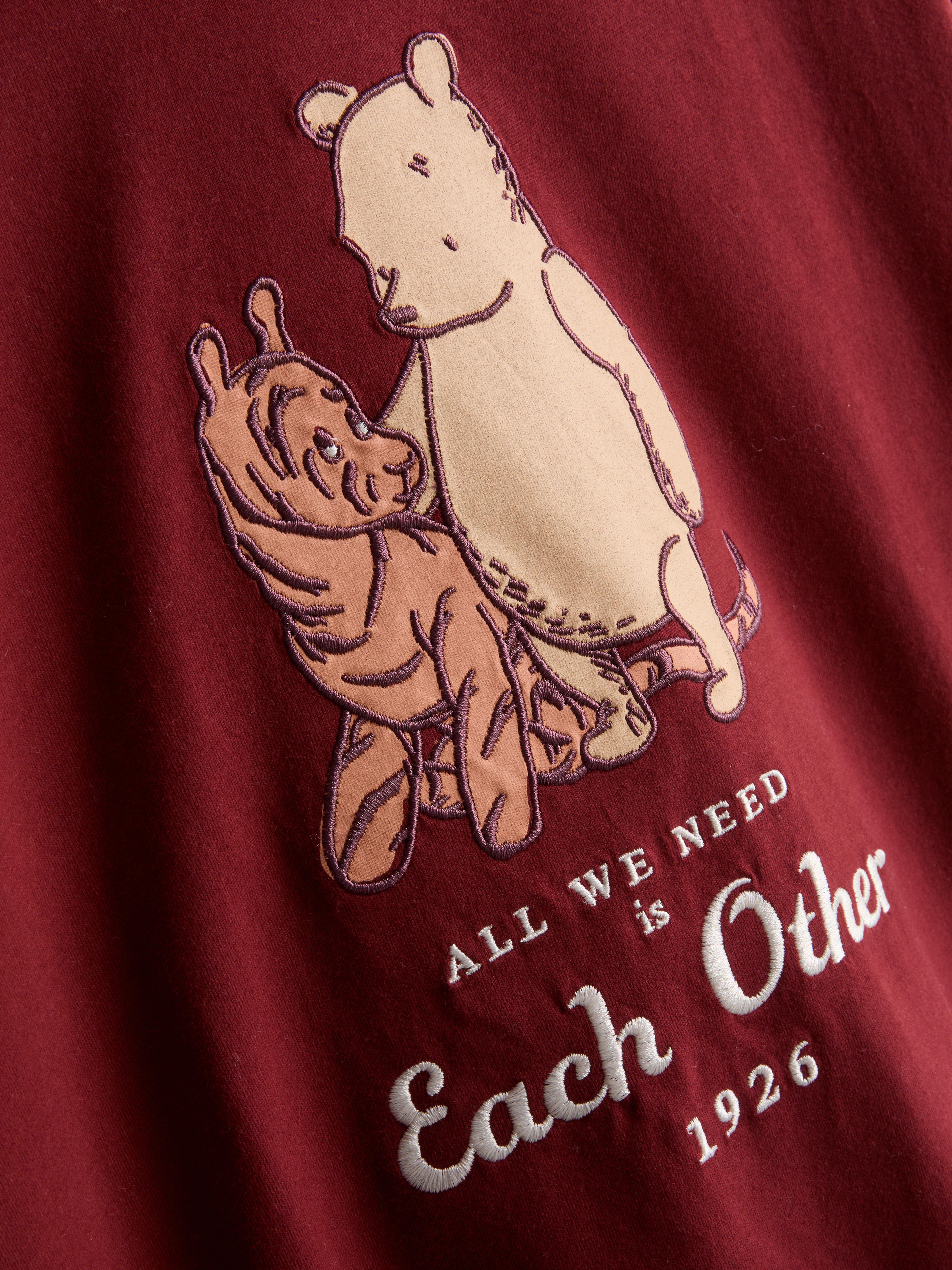 Disney's Winnie the Pooh Pure Cotton Embroidered Tee - Burgundy