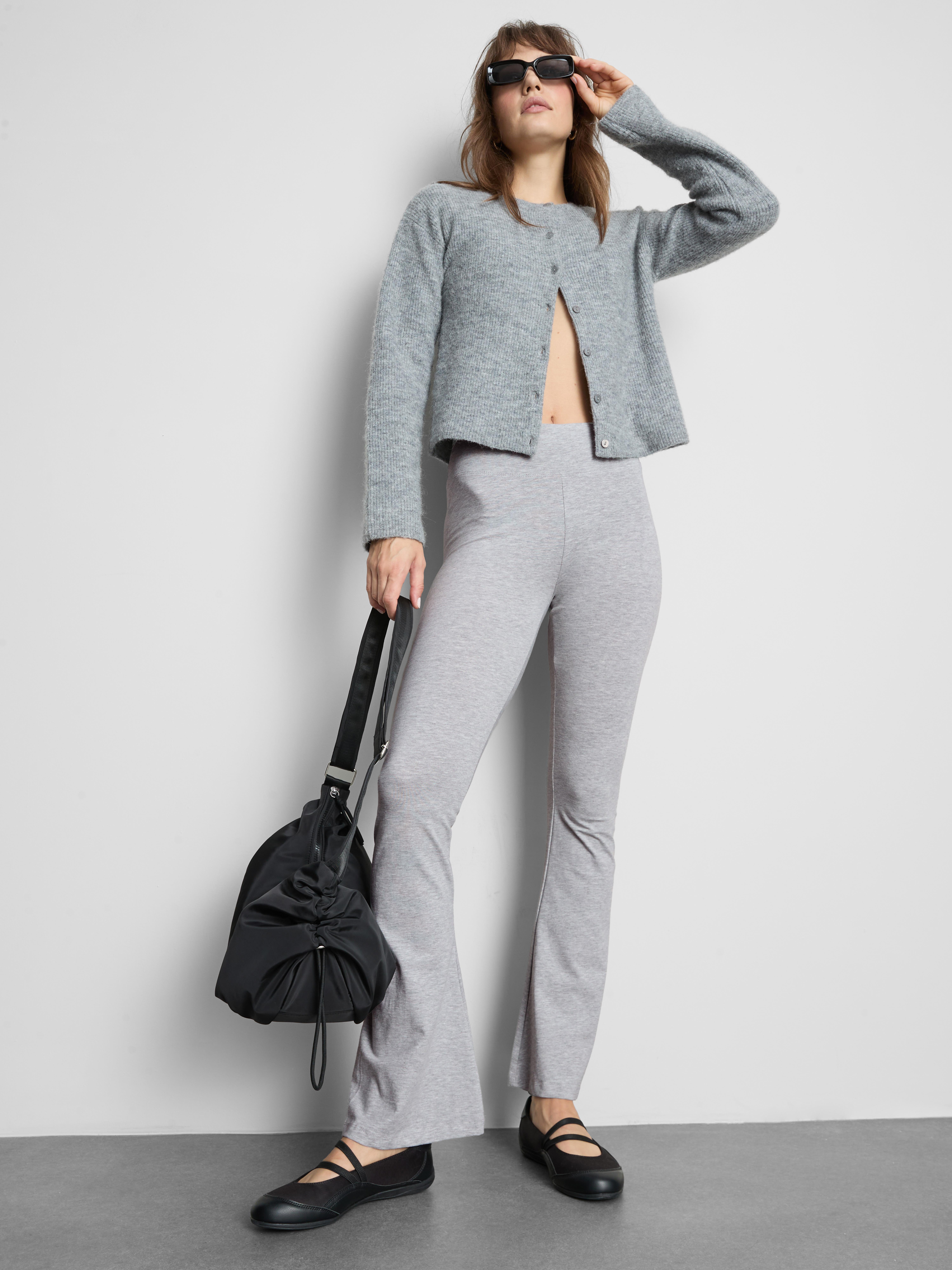Cotton Rich Flared Leggings - Gray Heather