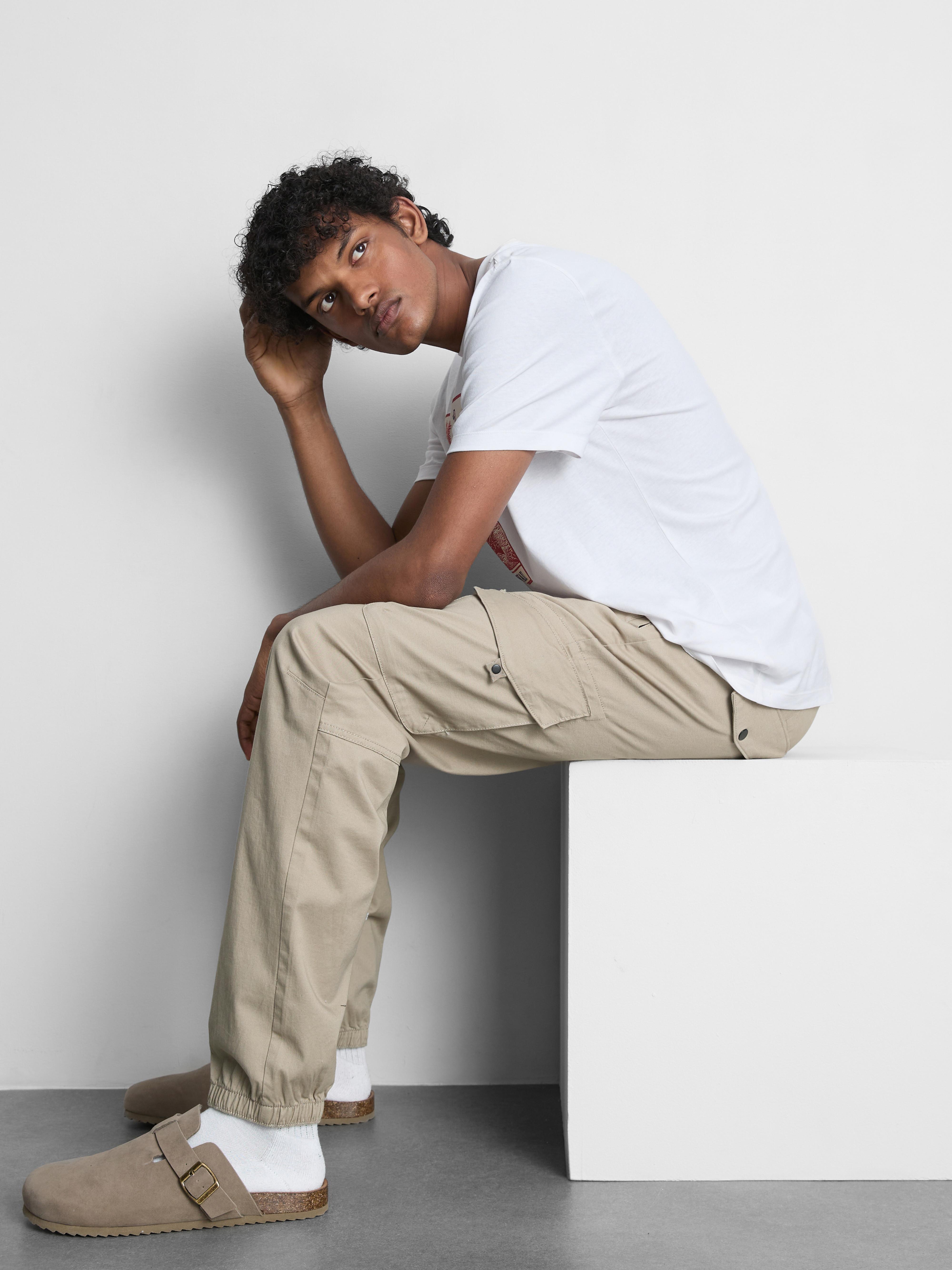 Cuffed Cargo Joggers - Stone