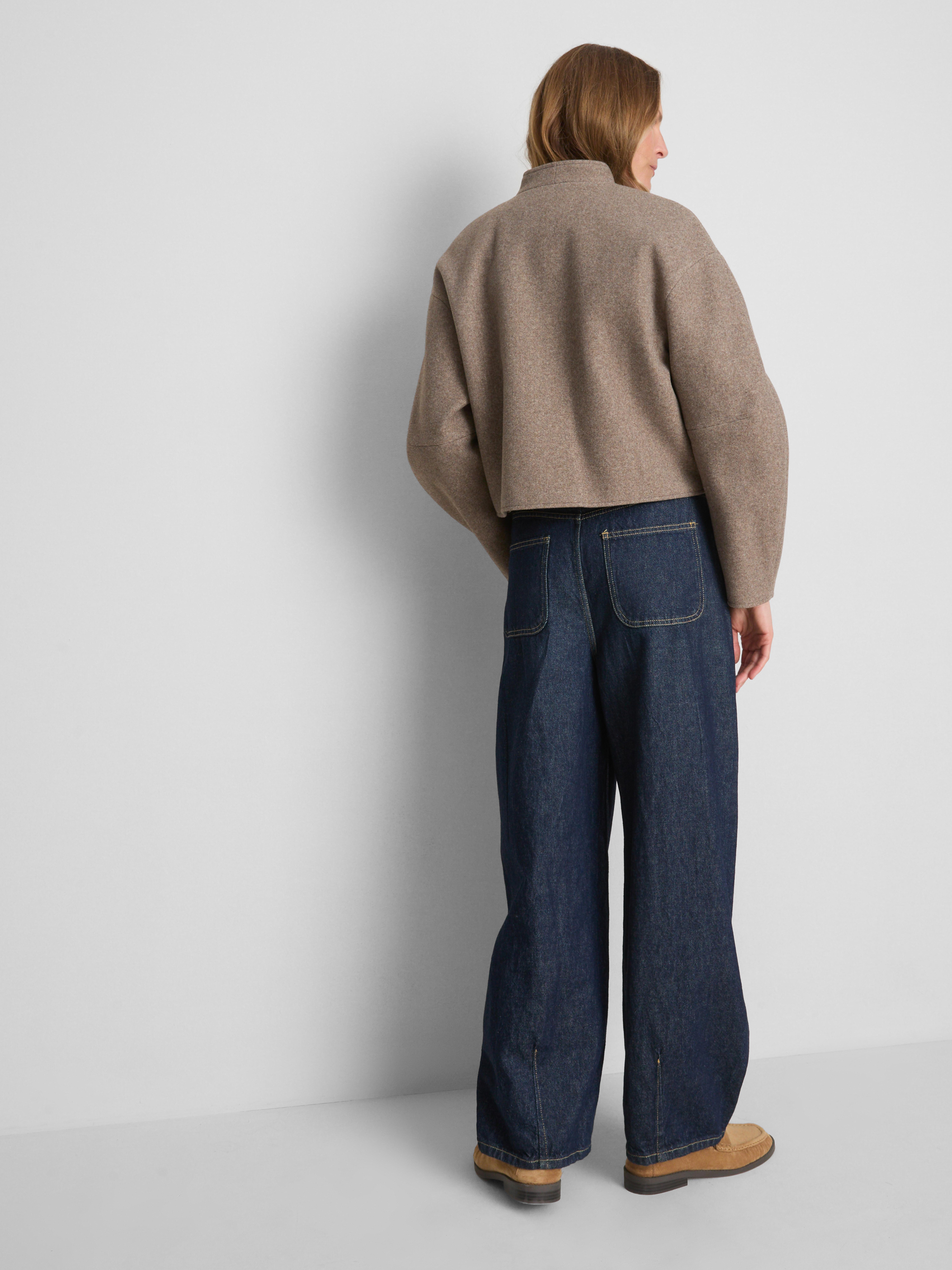 Structured Collarless Cropped Jacket - Taupe