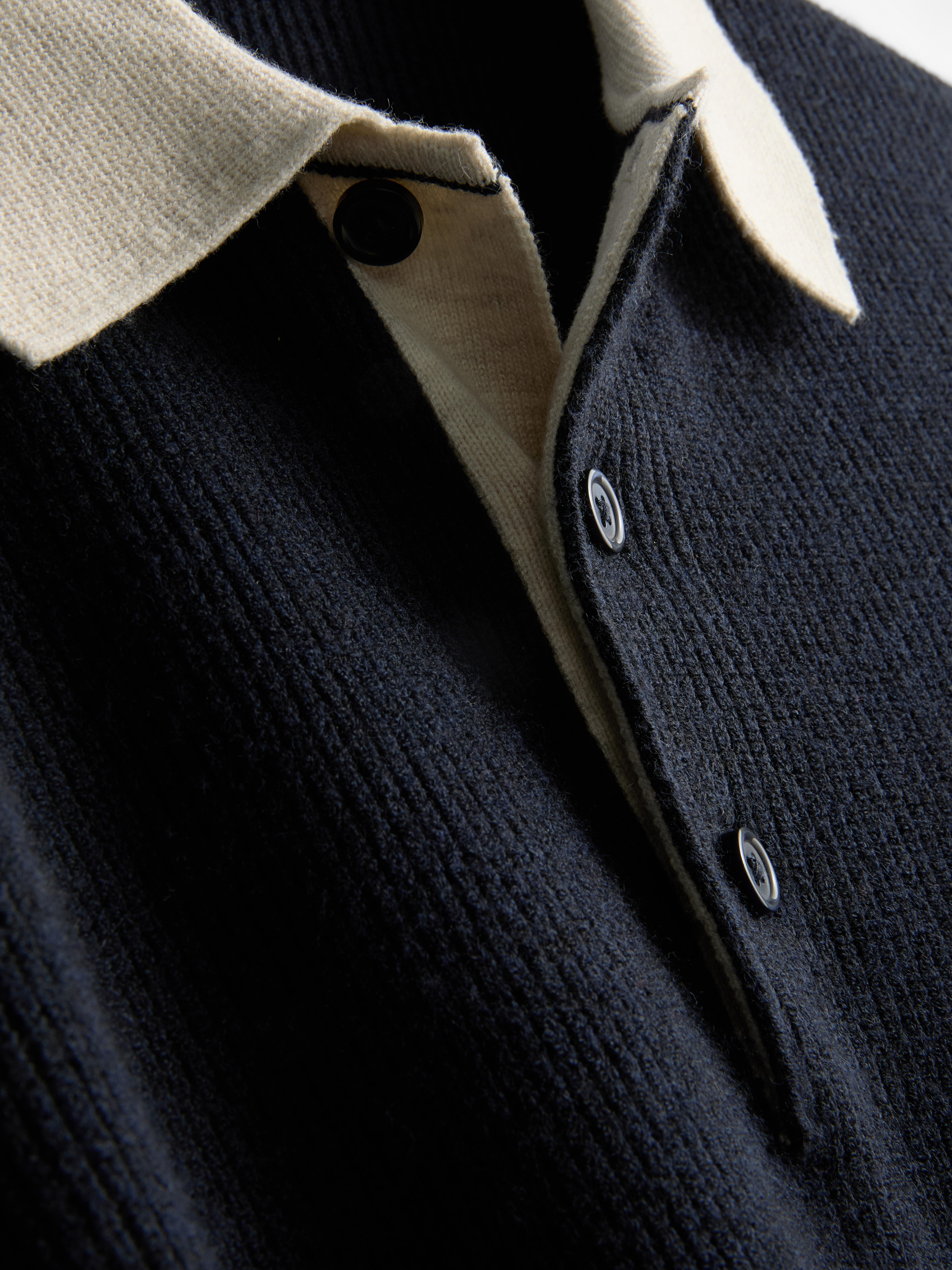 Knit Polo Sweater - Navy