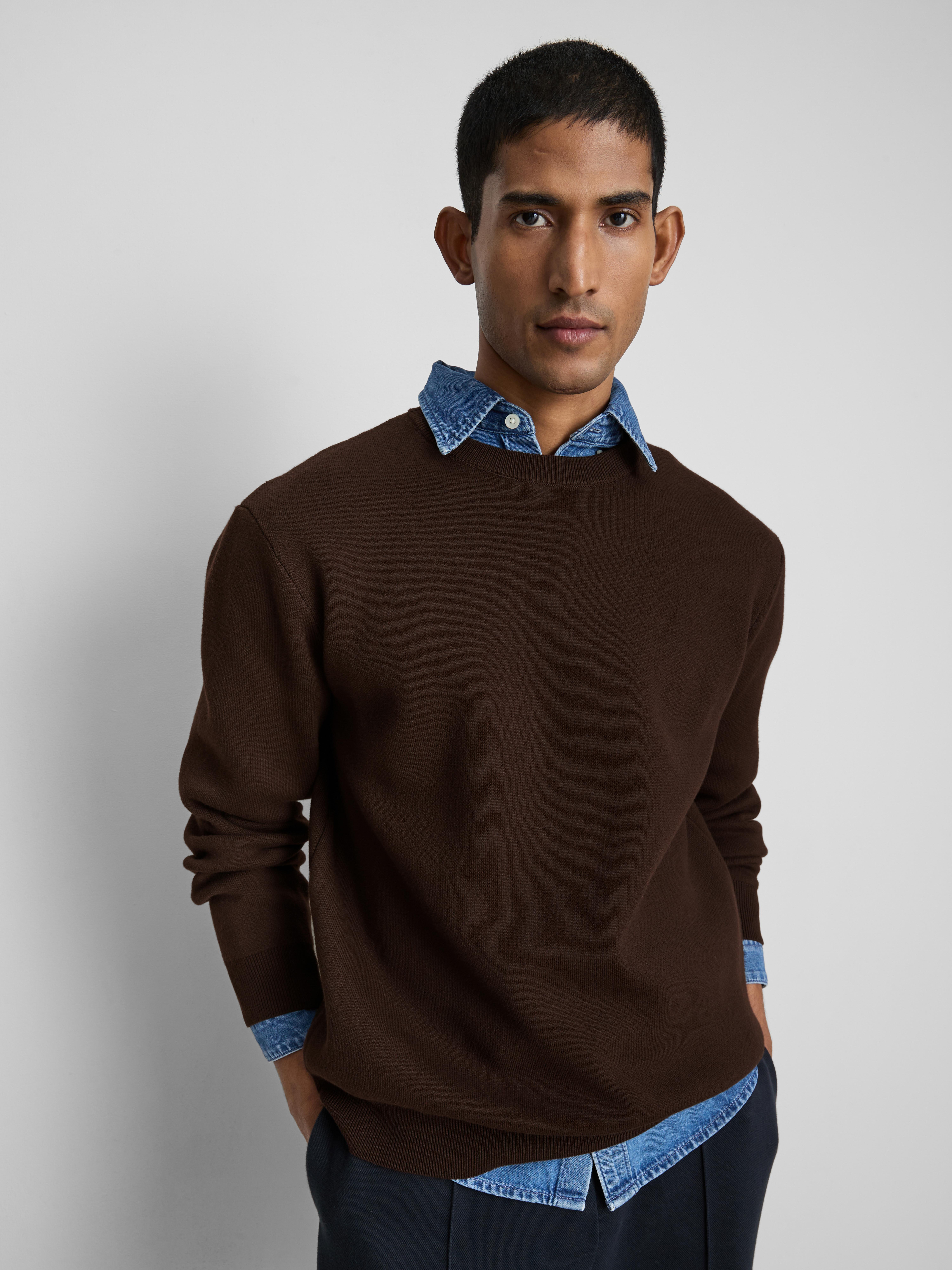 Crew Neck Sweater - Brown