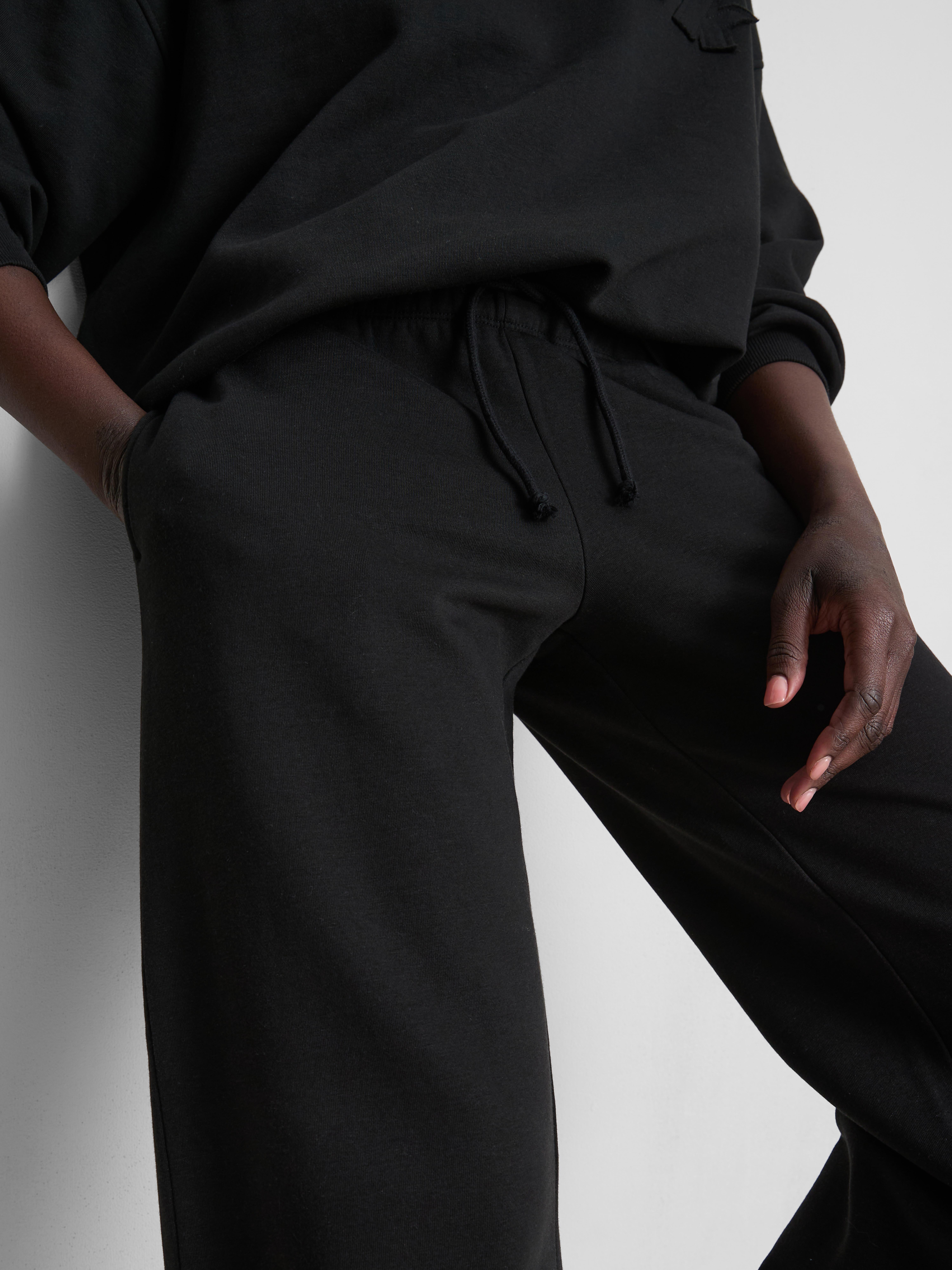 Cotton-Rich Wide-Leg Appliqué Joggers - Black