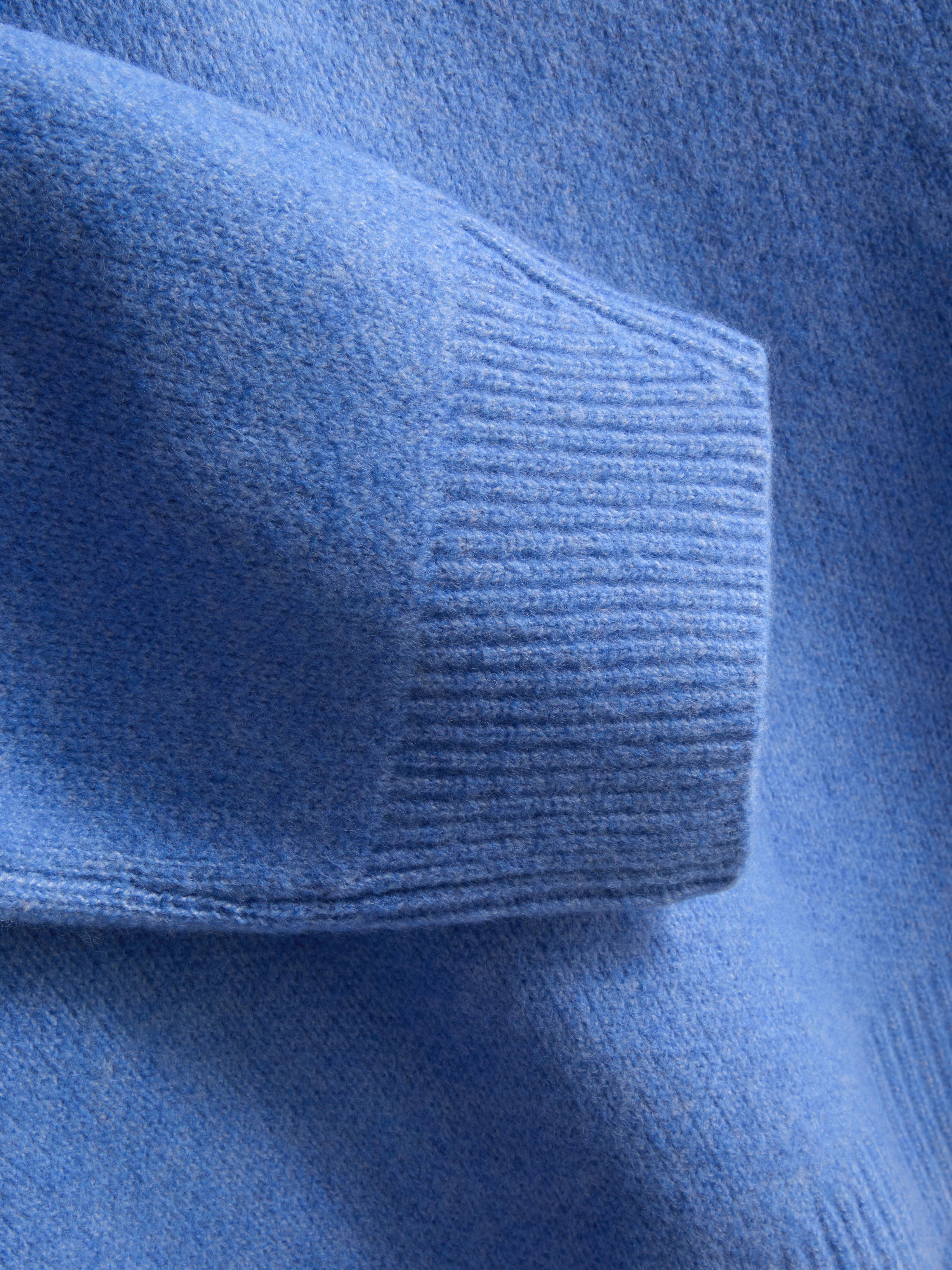 Wool Blend Oversized Crew Neck Sweater - Blue