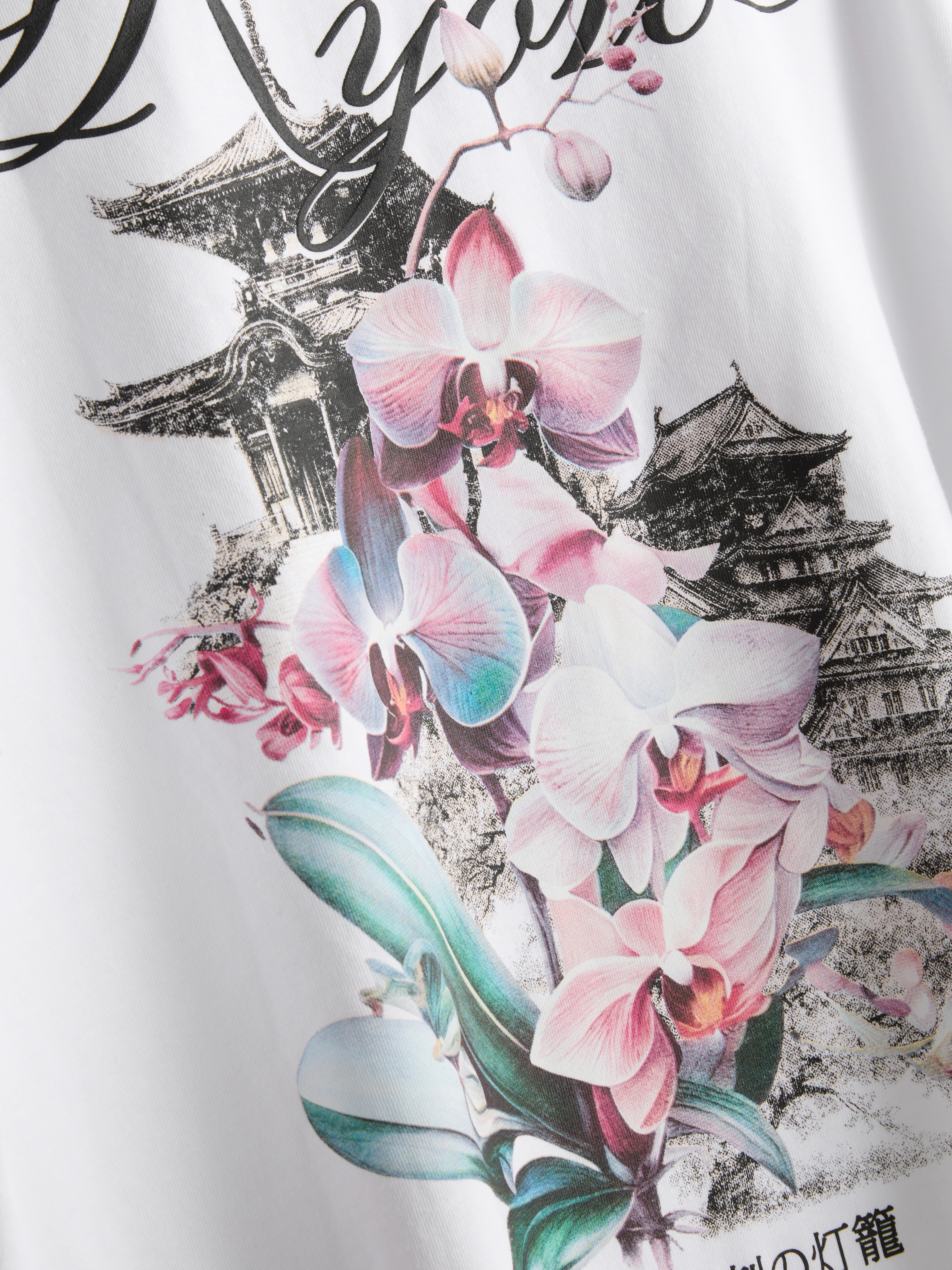 Kyoto Pure Cotton Graphic T-Shirt - White