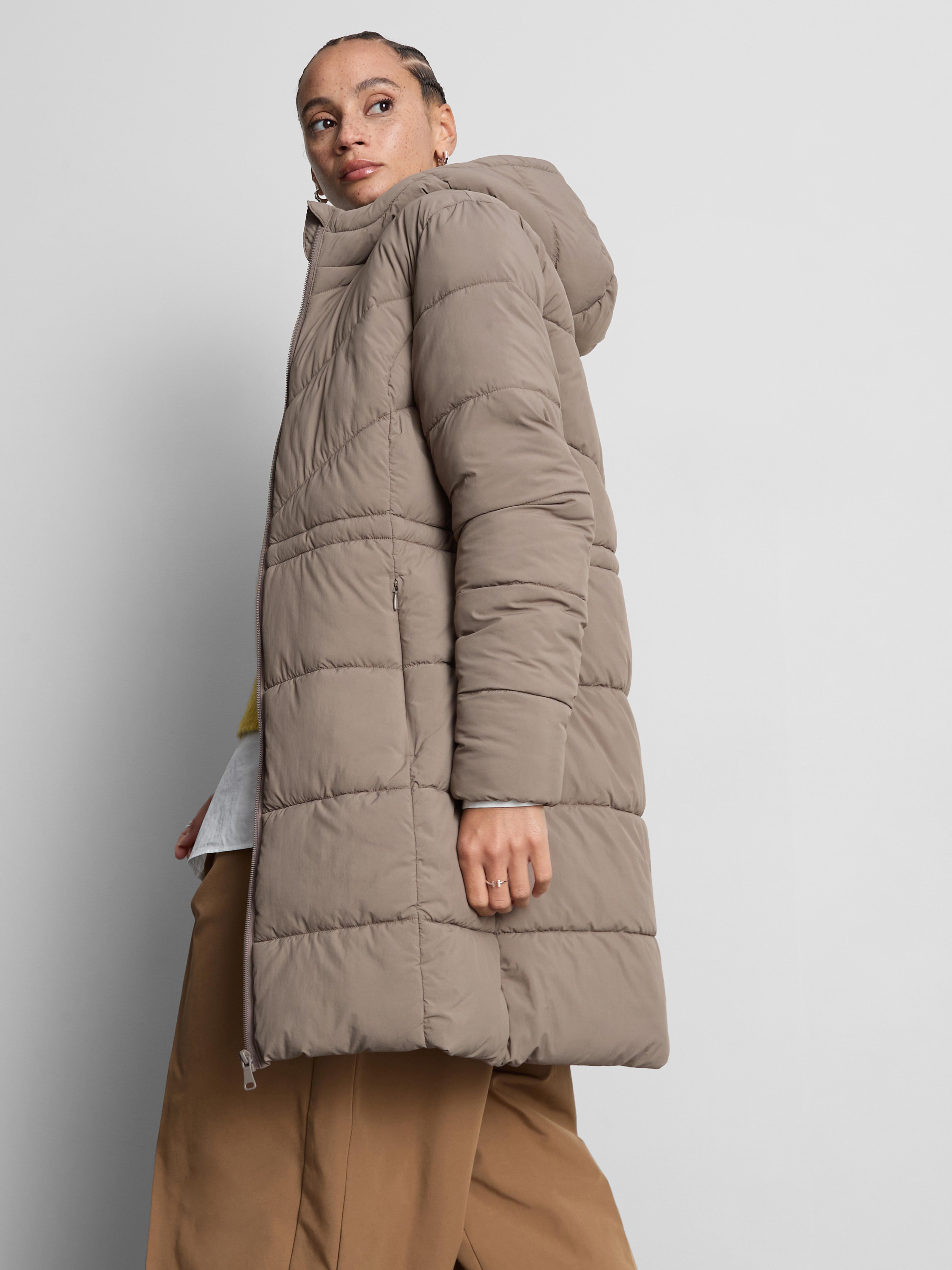Longline Hooded Puffer Jacket - Mocha