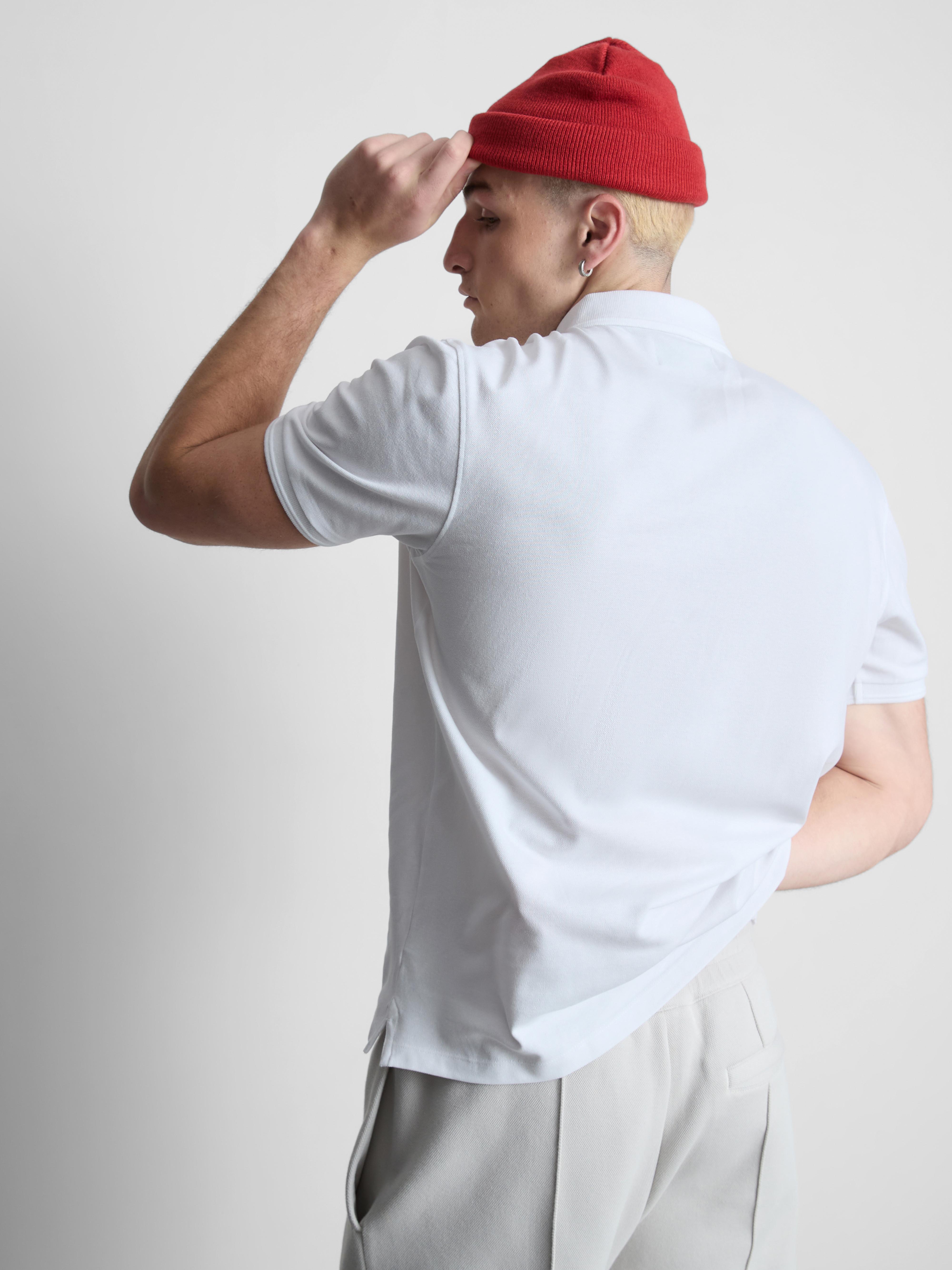 Pique Short Sleeve Polo Shirt - White