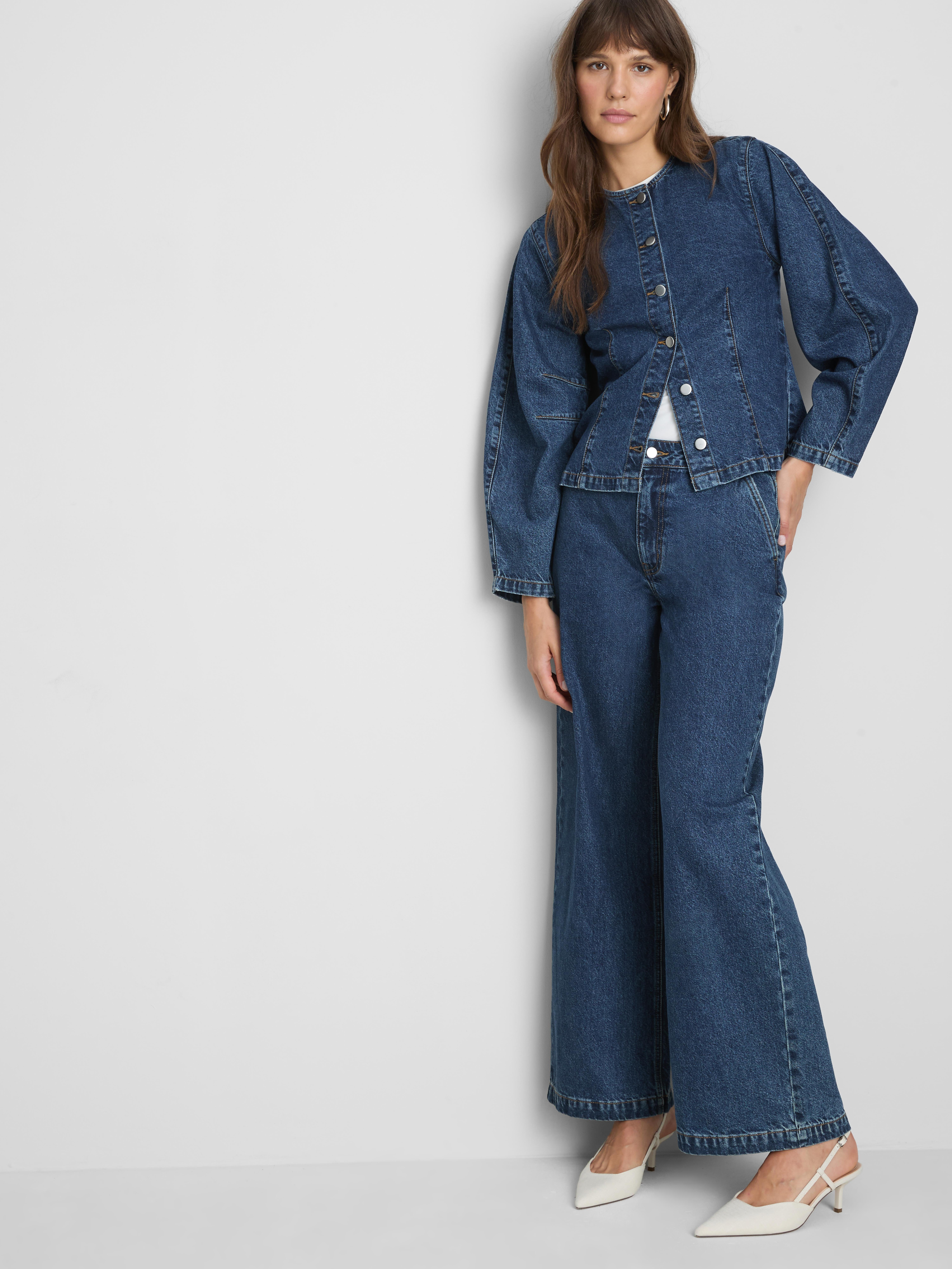 Paula Echevarría Denim Collarless Top - Indigo
