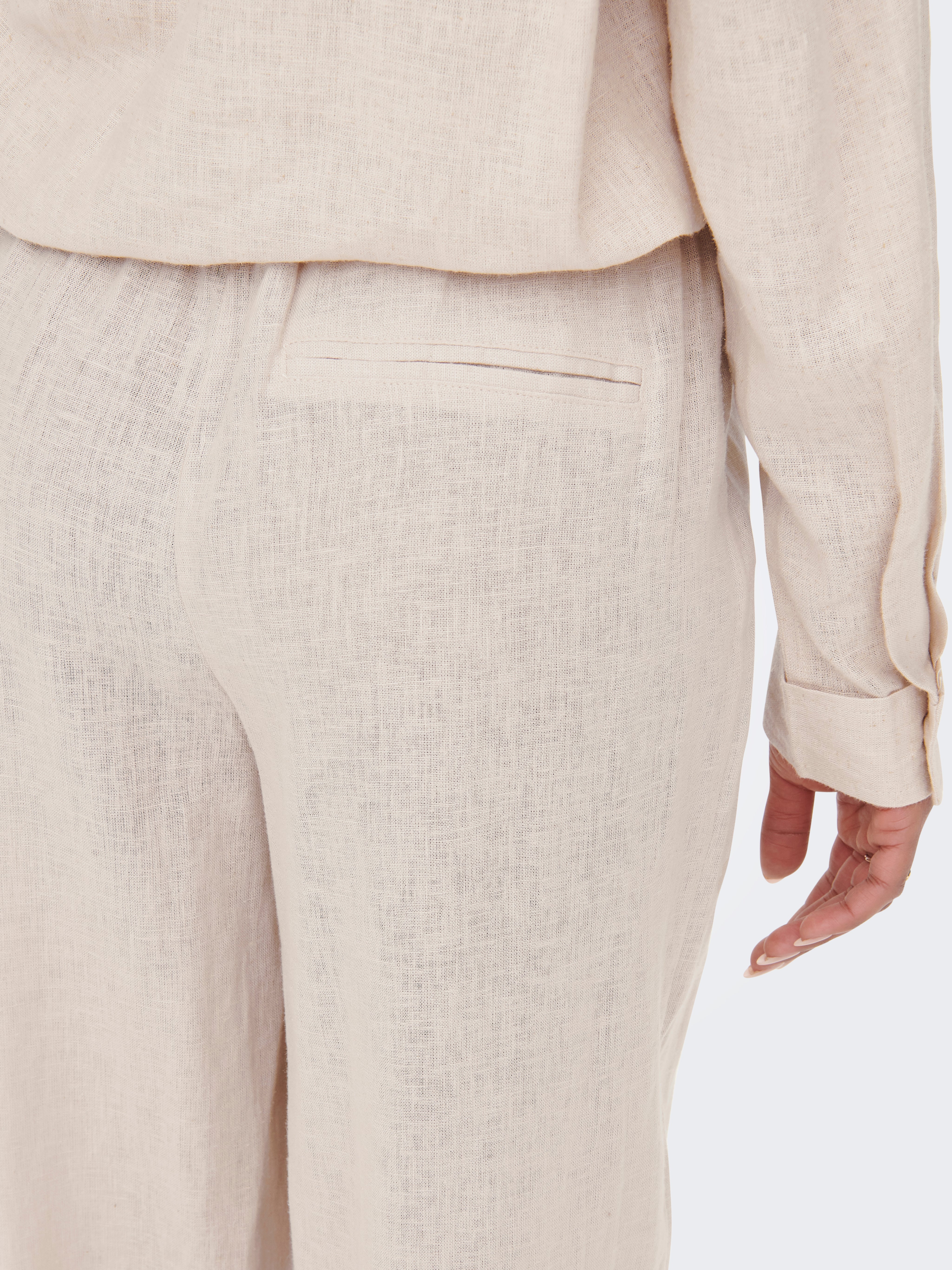 ONLBRUXELLES Straight Fit Linen Trousers Moonbeam