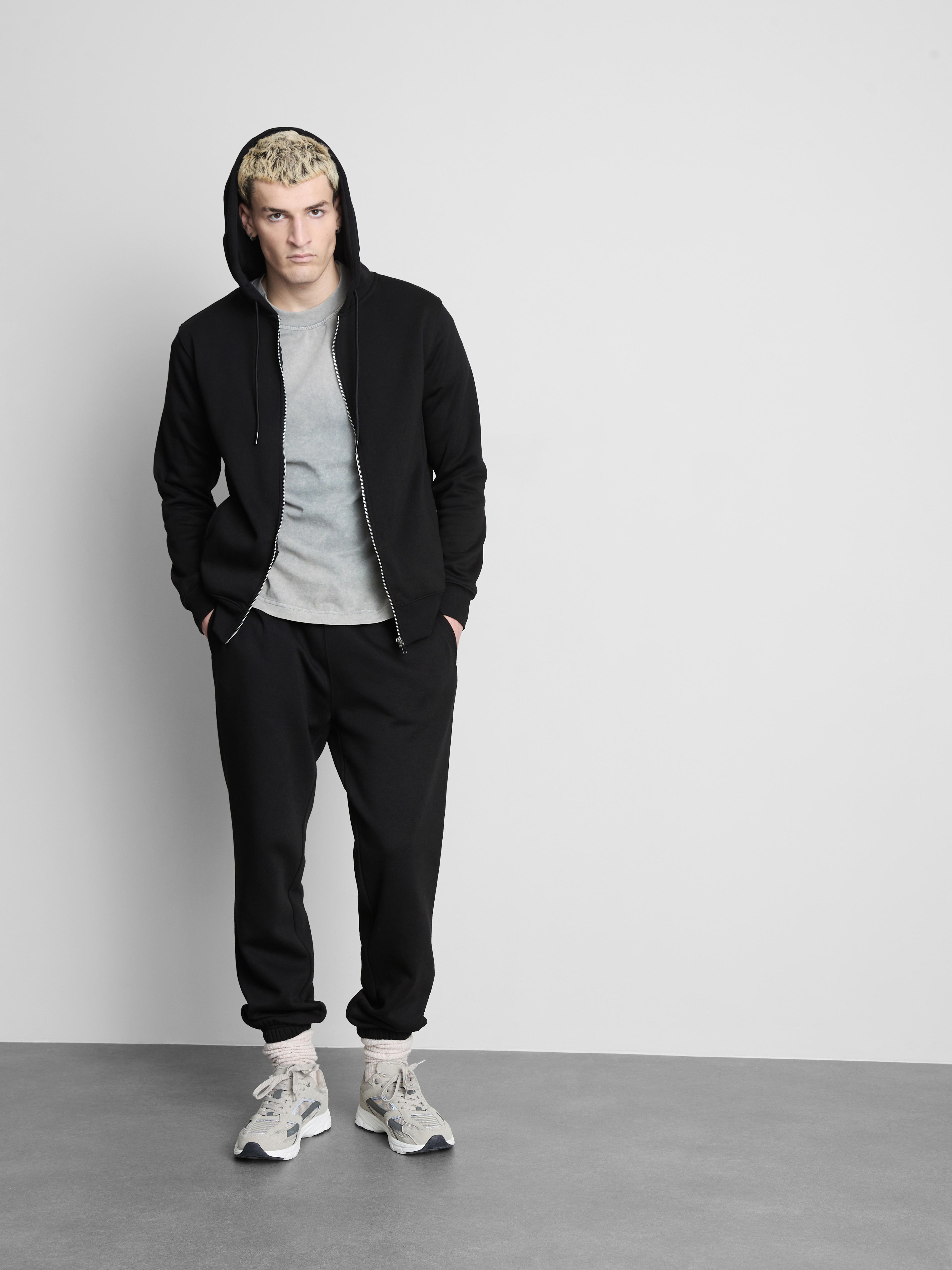Stretch Waist Cuffed Joggers - Black