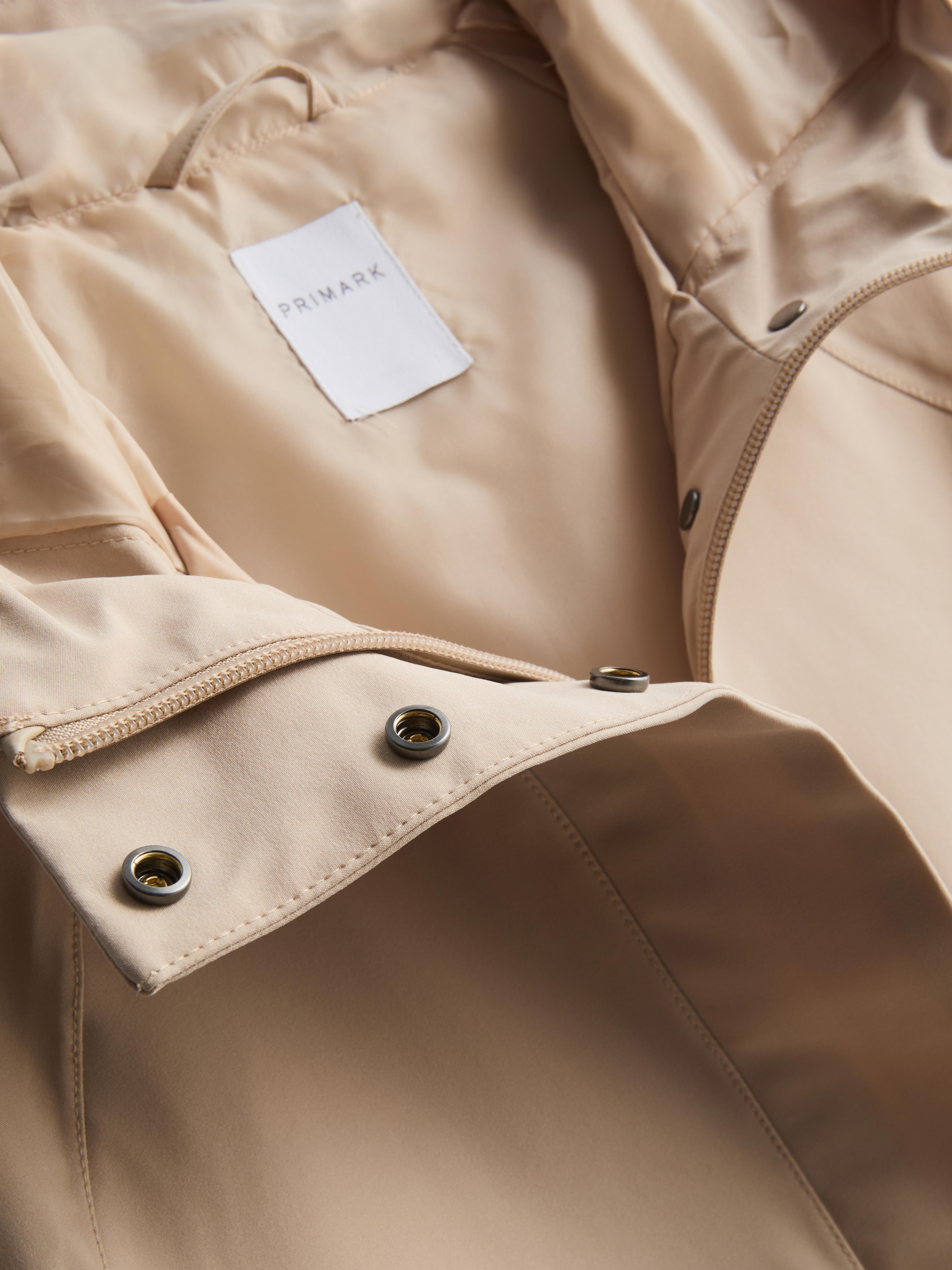 Short Raglan-Sleeve Raincoat - Mocha