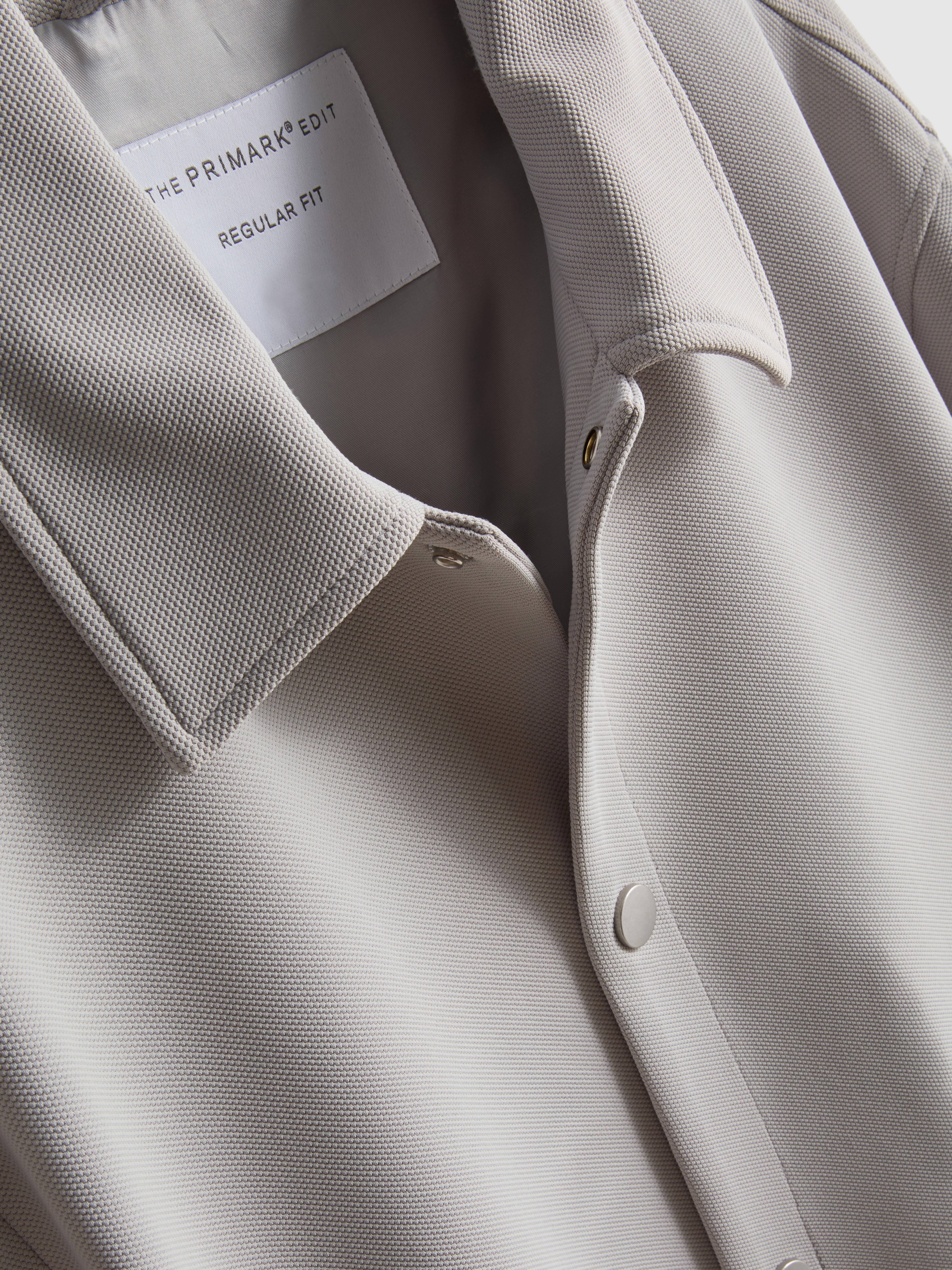 The Edit Regular Fit Collared Jacket - Light Gray