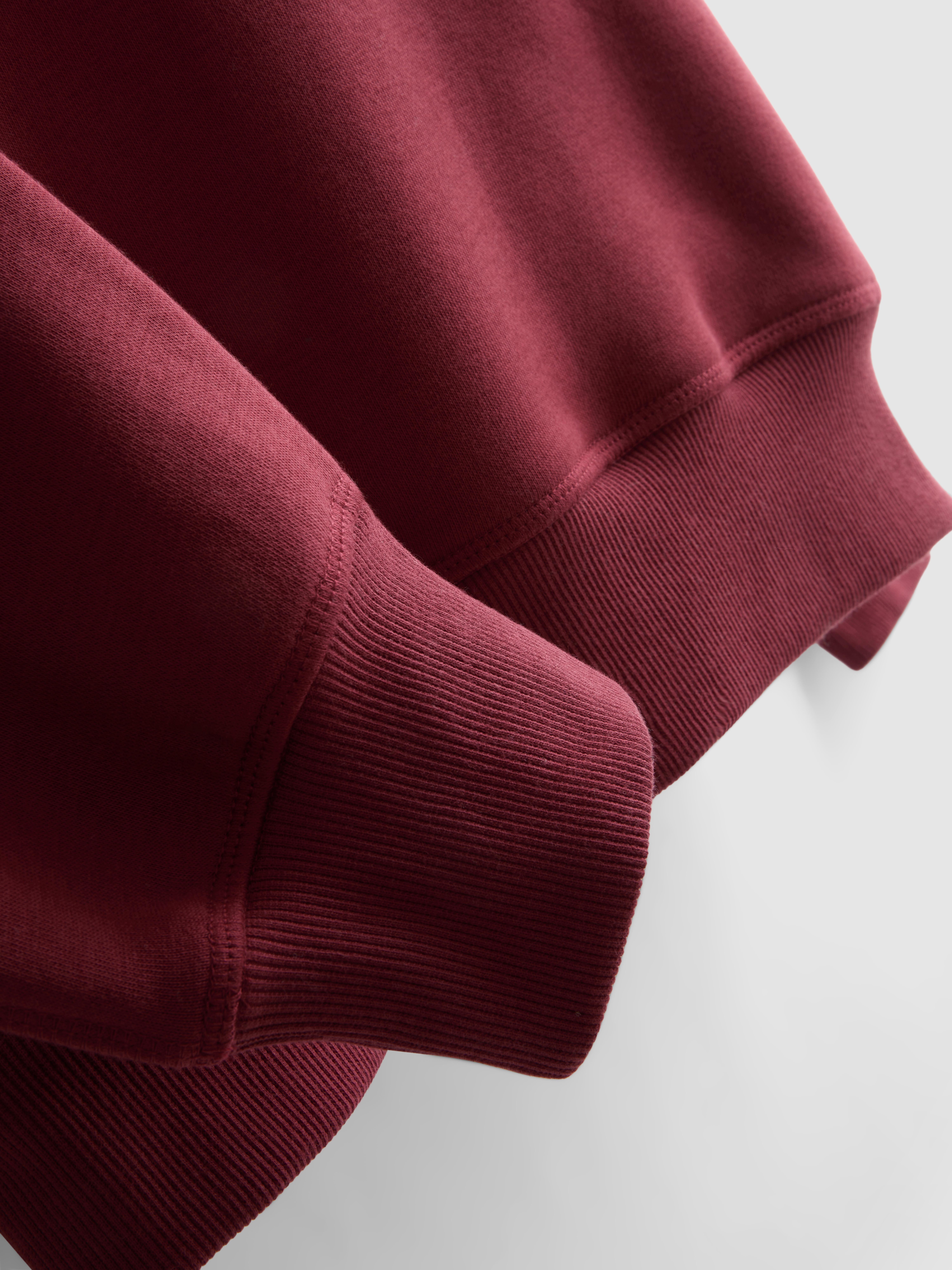 Oversized Pullover Hoodie - Dark Red