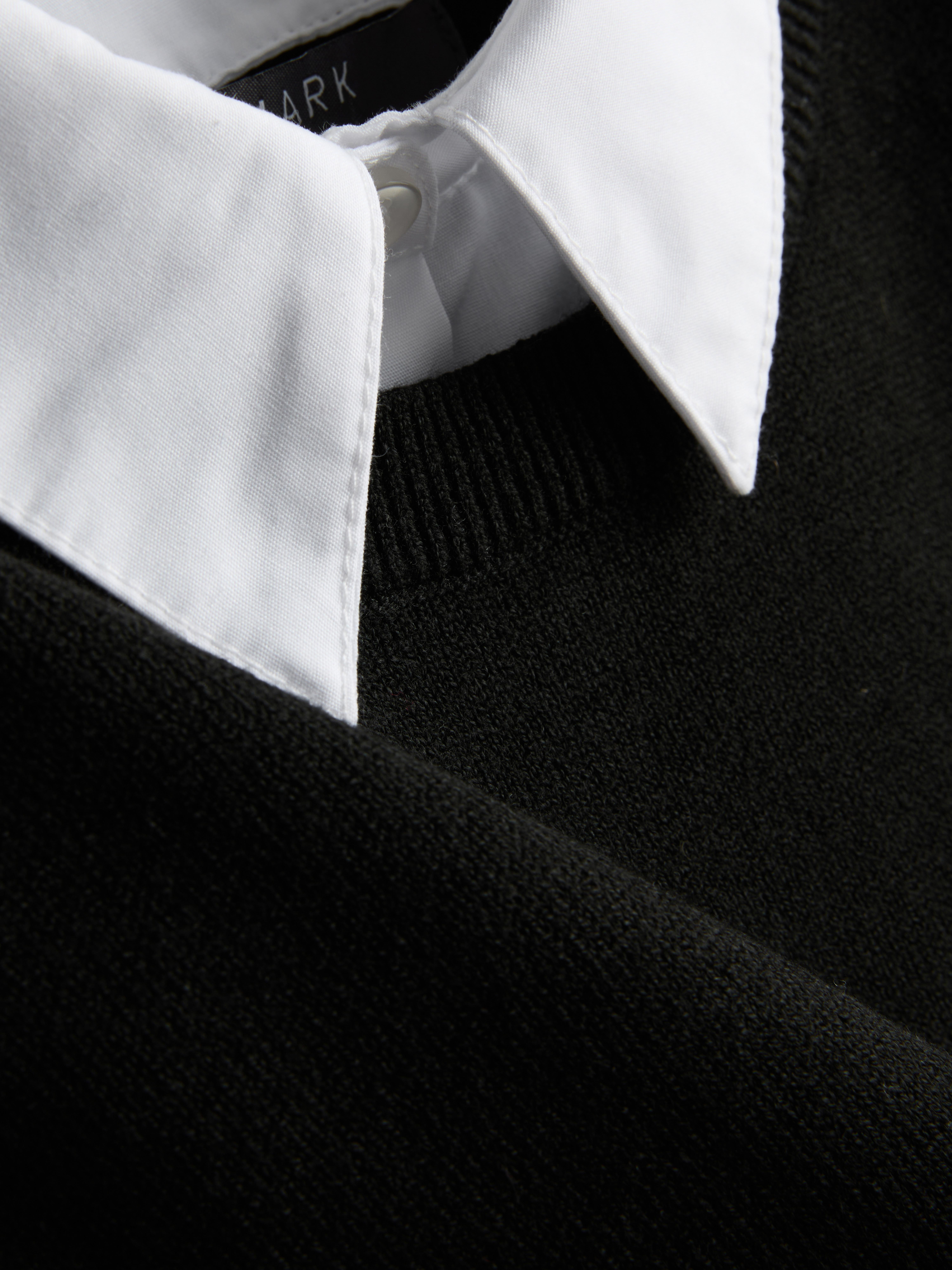 2-in-1 Button-Down & Sweater - Black