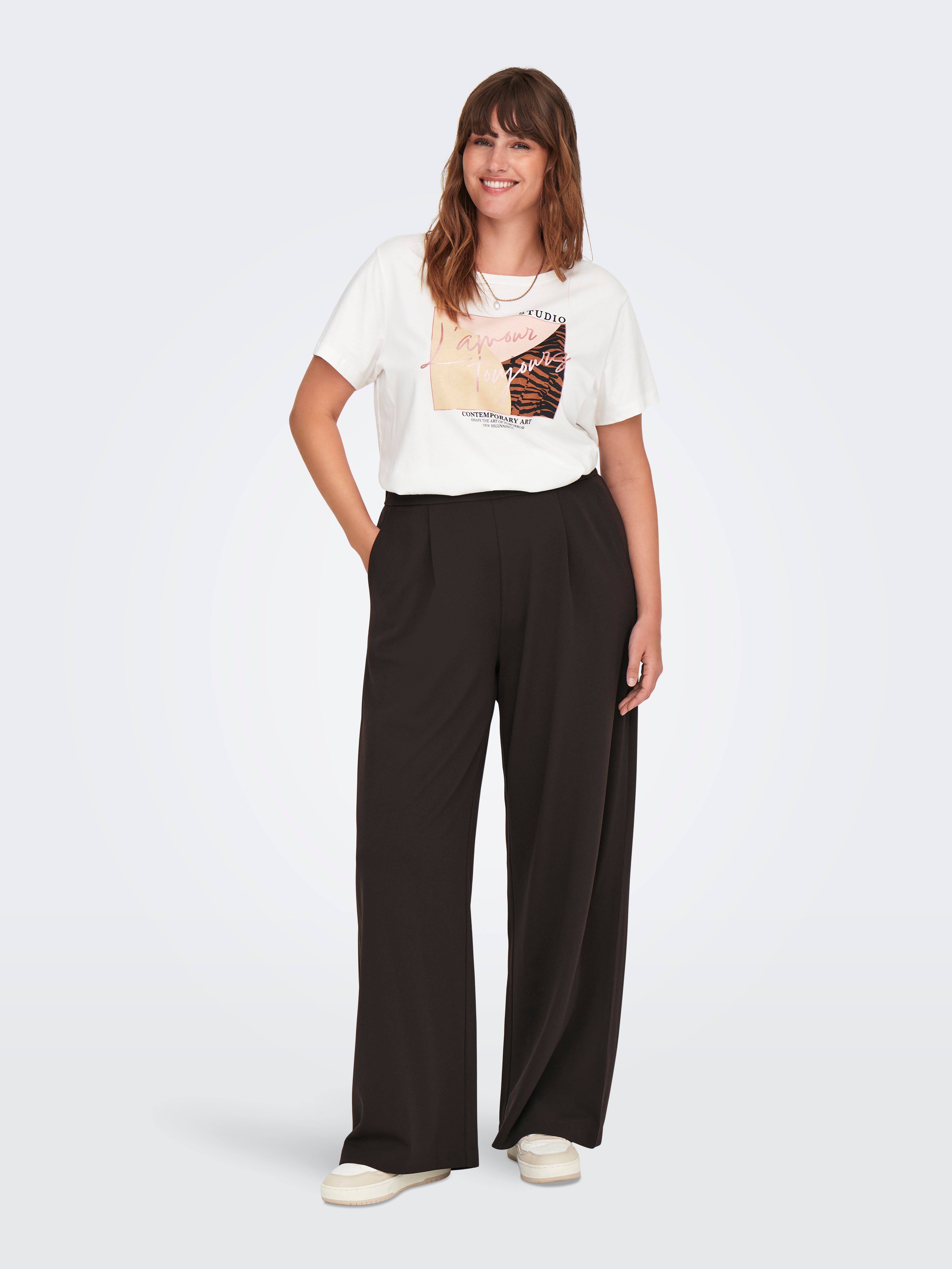 CARSTILLA Regular Fit Wide-leg trousers Dark Brown