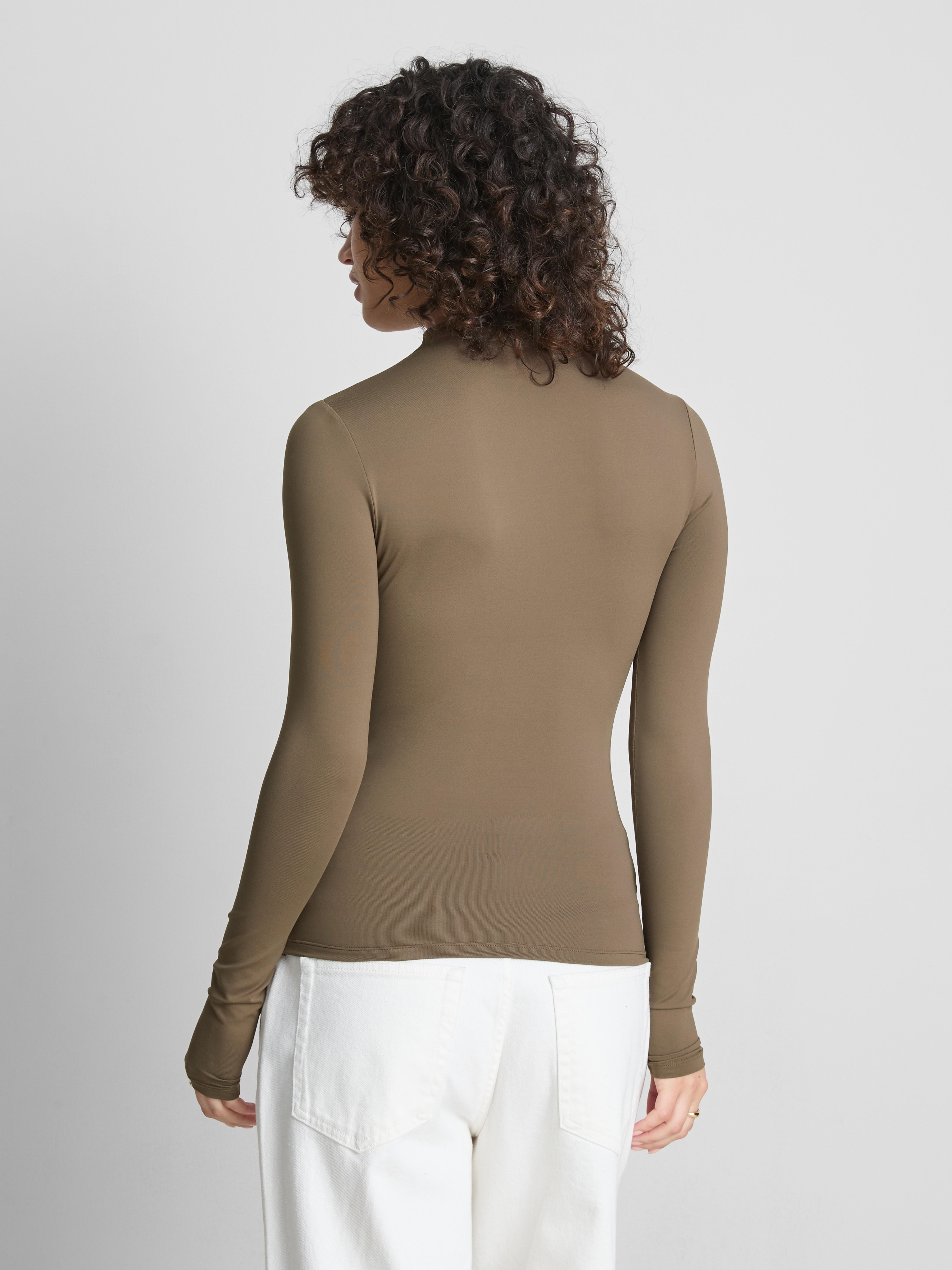 Second Skin High-Neck Long-Sleeve Top - Light Brown